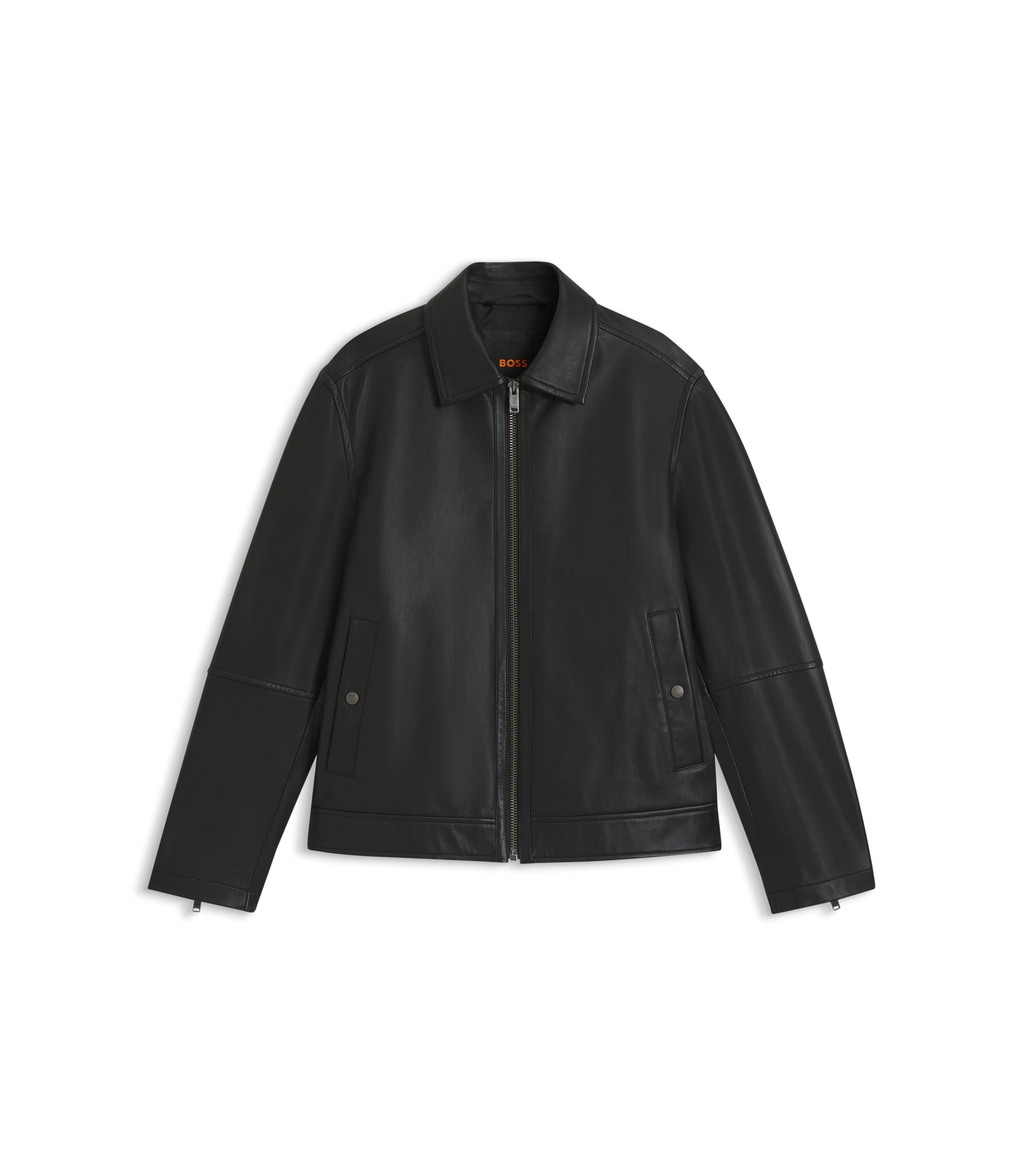 Boss Nappa Leather Jacket In A Regular Fit Black