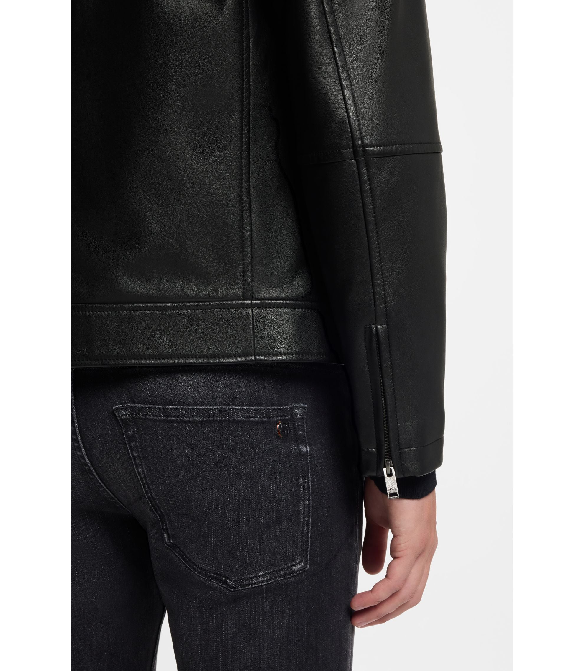 Boss Nappa Leather Jacket In A Regular Fit Black