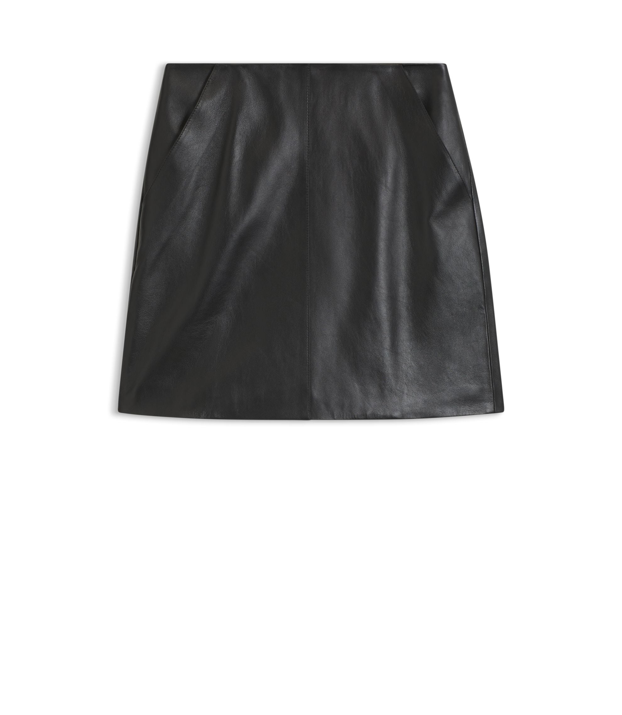 Boss Nappa Leather Skirt With Front Seam Black Women's