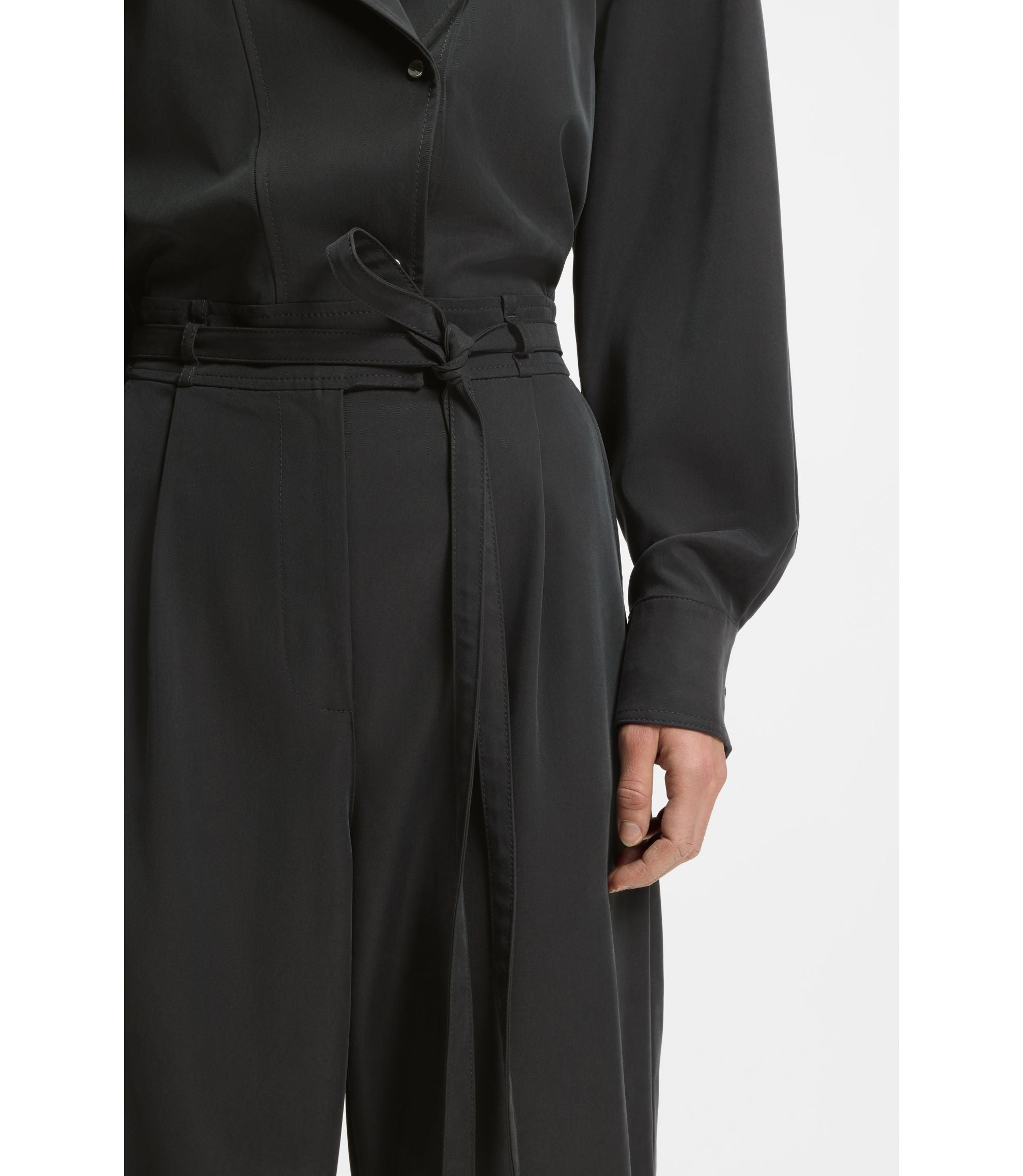 Boss Jumpsuit In Sandwashed Fabric Light Grey Women's