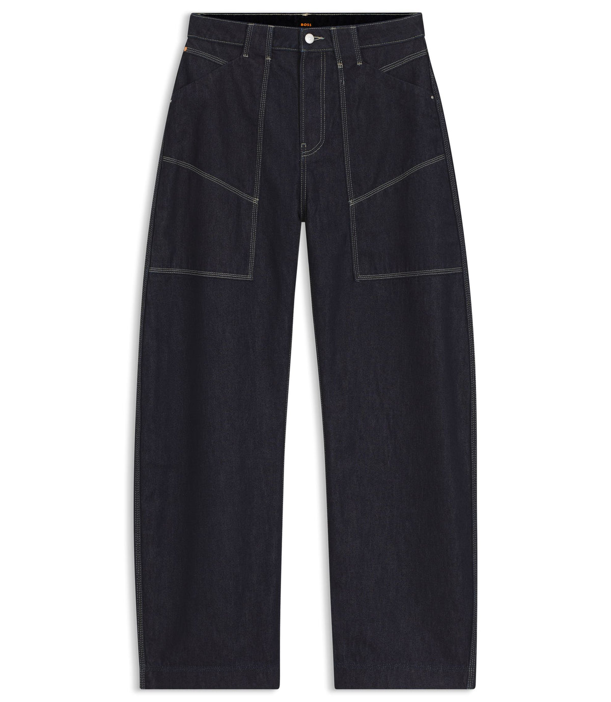 Boss Blue Balloon Leg Jeans In Blue Rigid Denim Dark Blue Women's