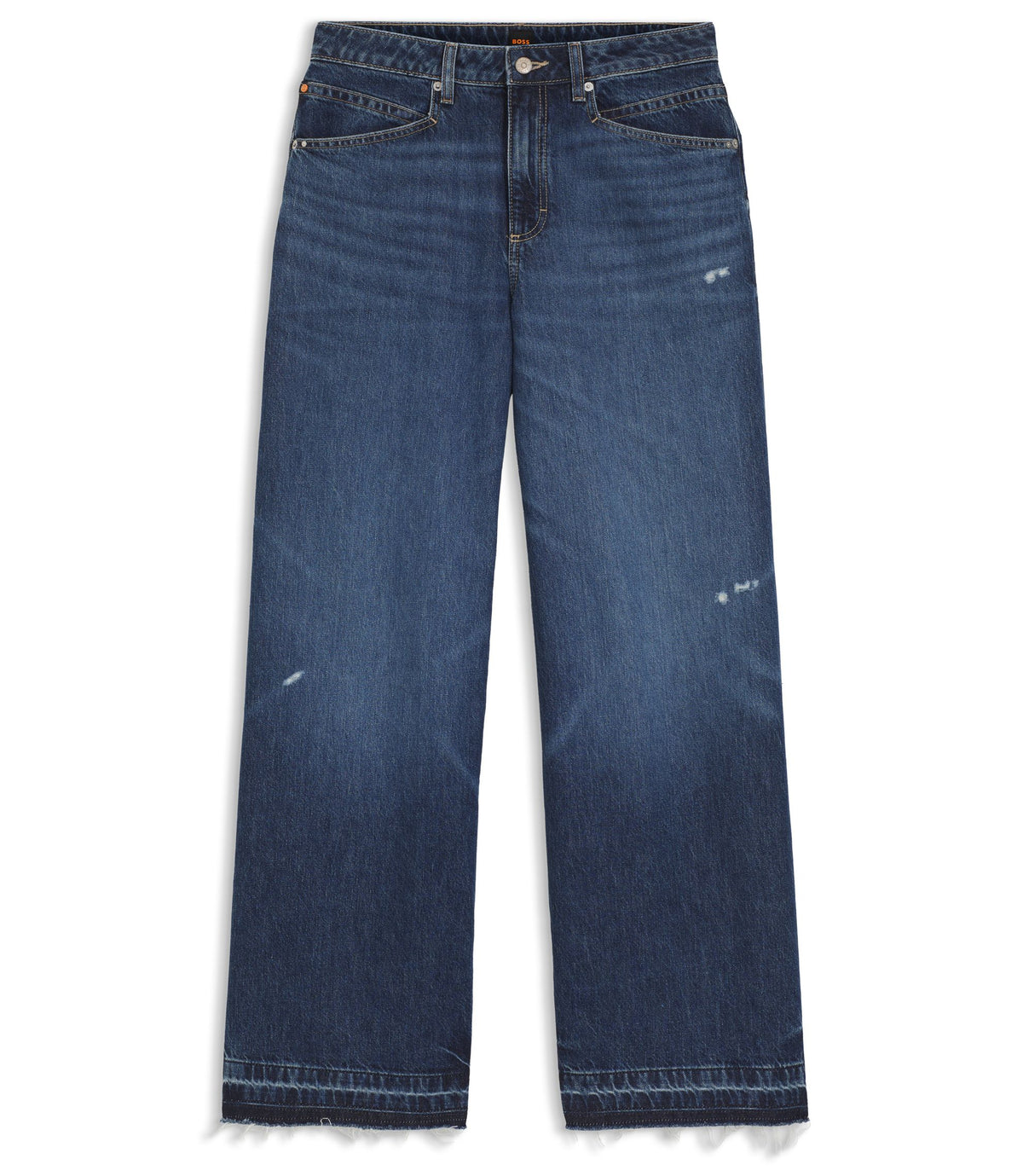 Boss Blue Relaxed Fit Jeans In Rigid Denim Blue Women's