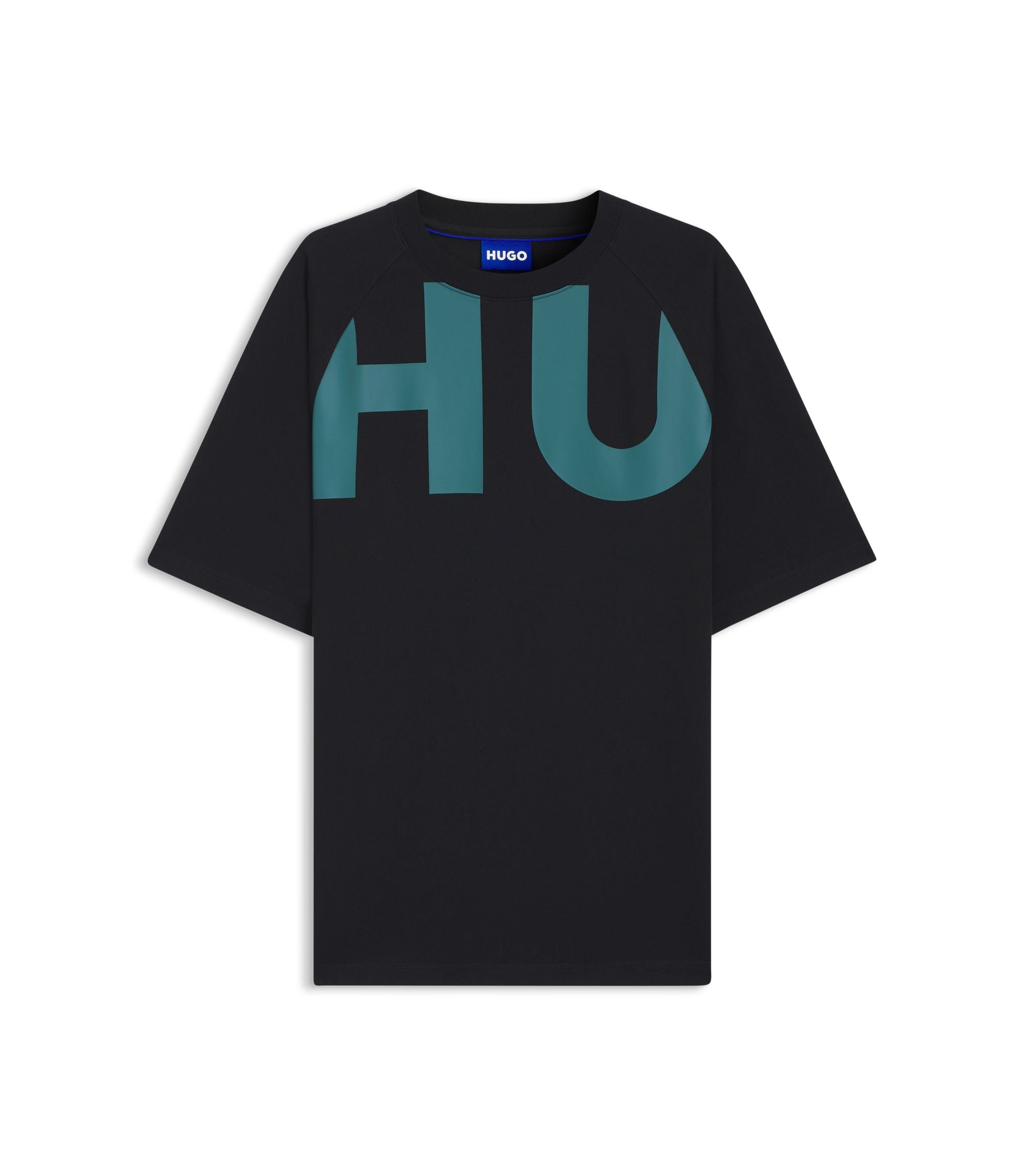 Hugo Large Logo T Shirt In Cotton Jersey Black