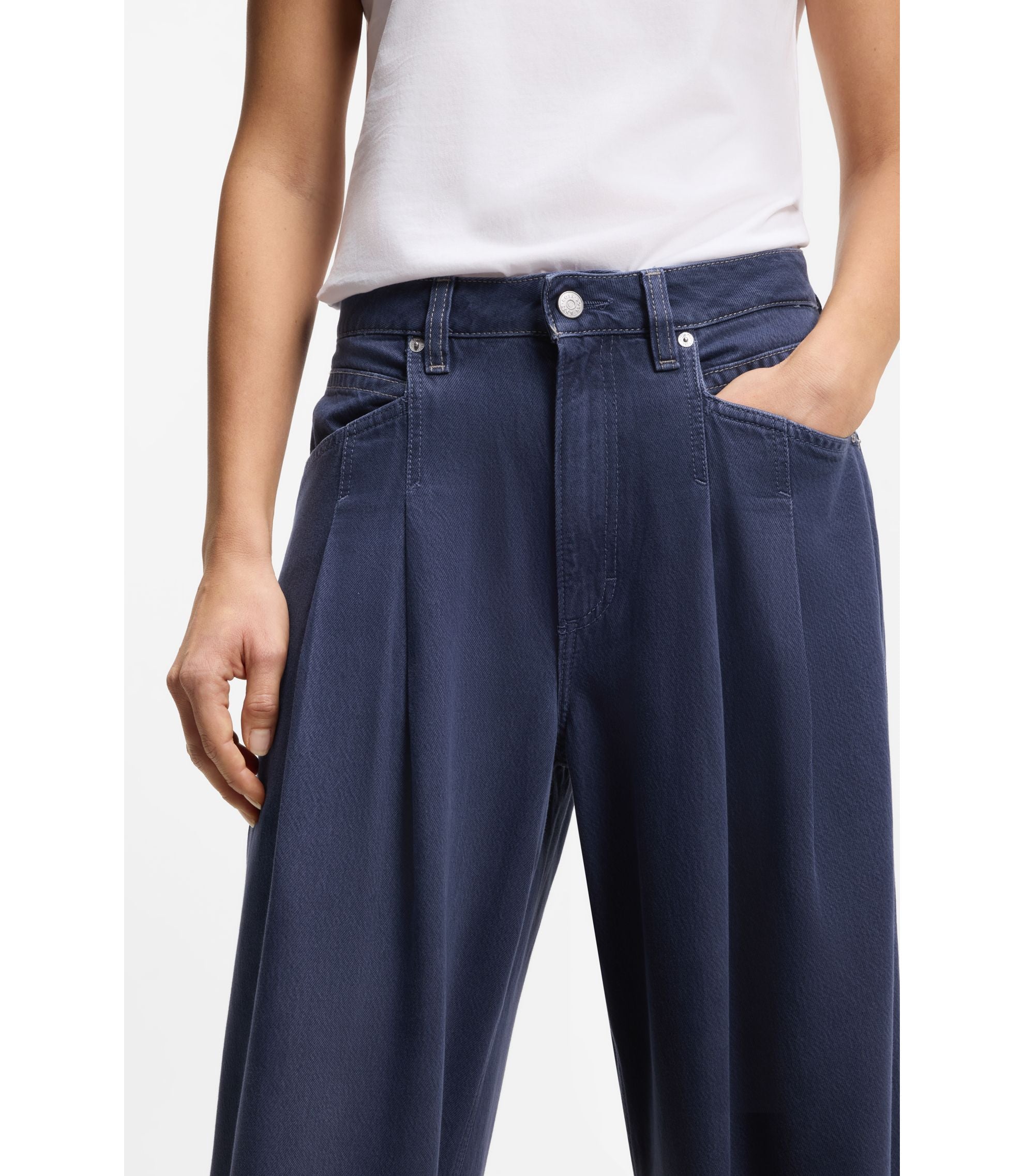 Boss Relaxed Fit Jeans With Wide Leg Grey Women's