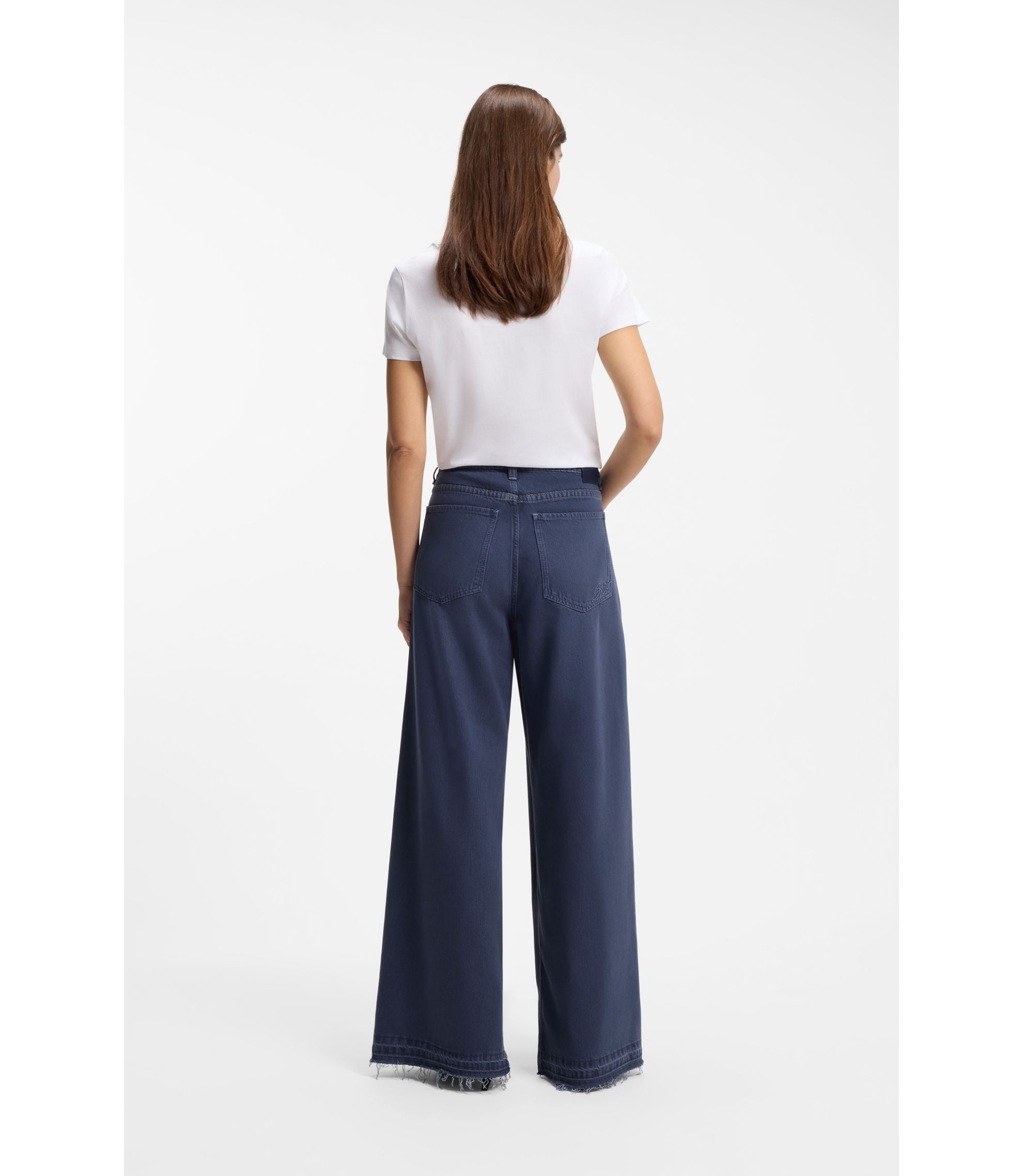 Boss Relaxed Fit Jeans With Wide Leg Grey Women's
