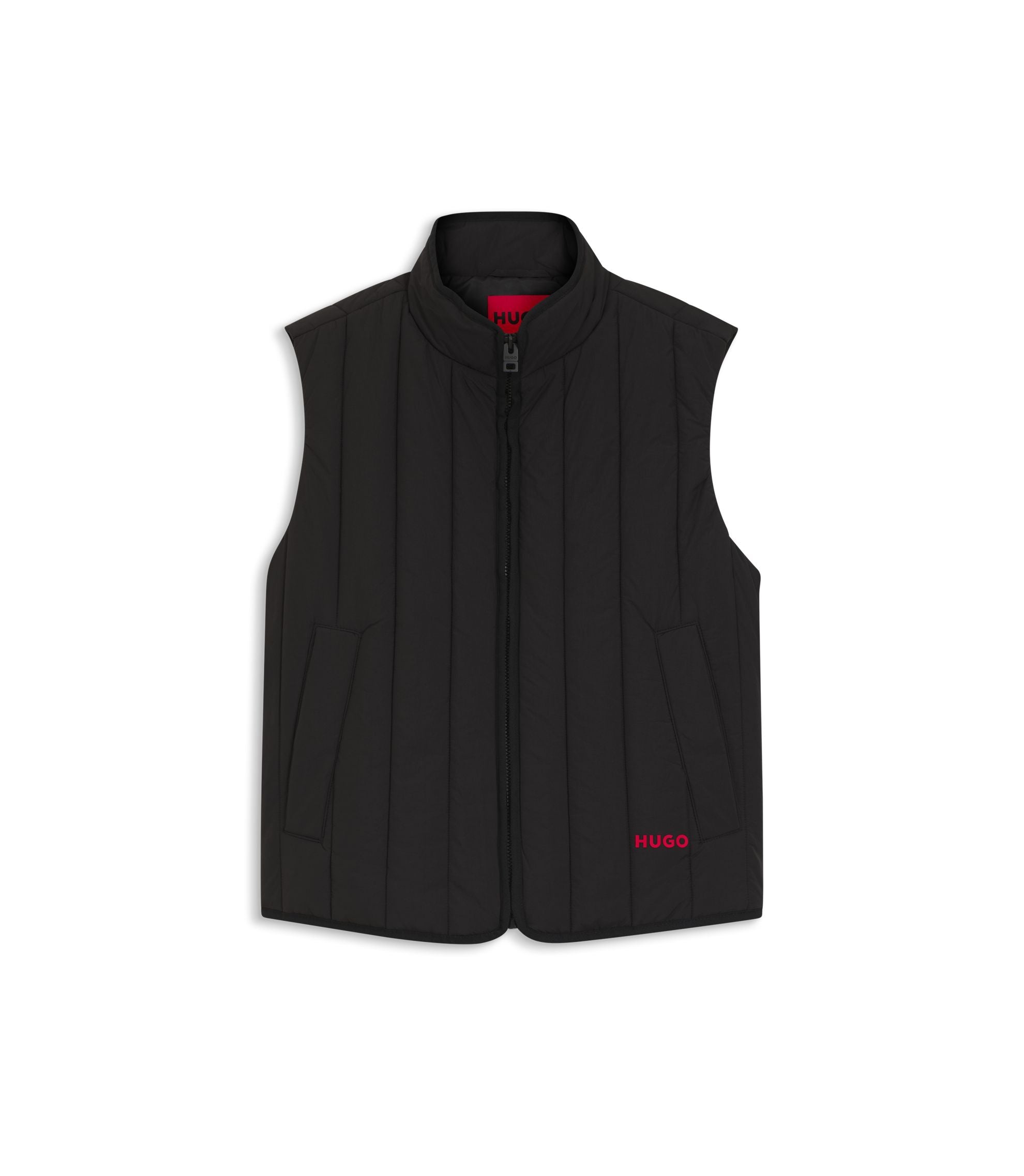 Hugo Lightweight Gilet With Vertical Quilting Black