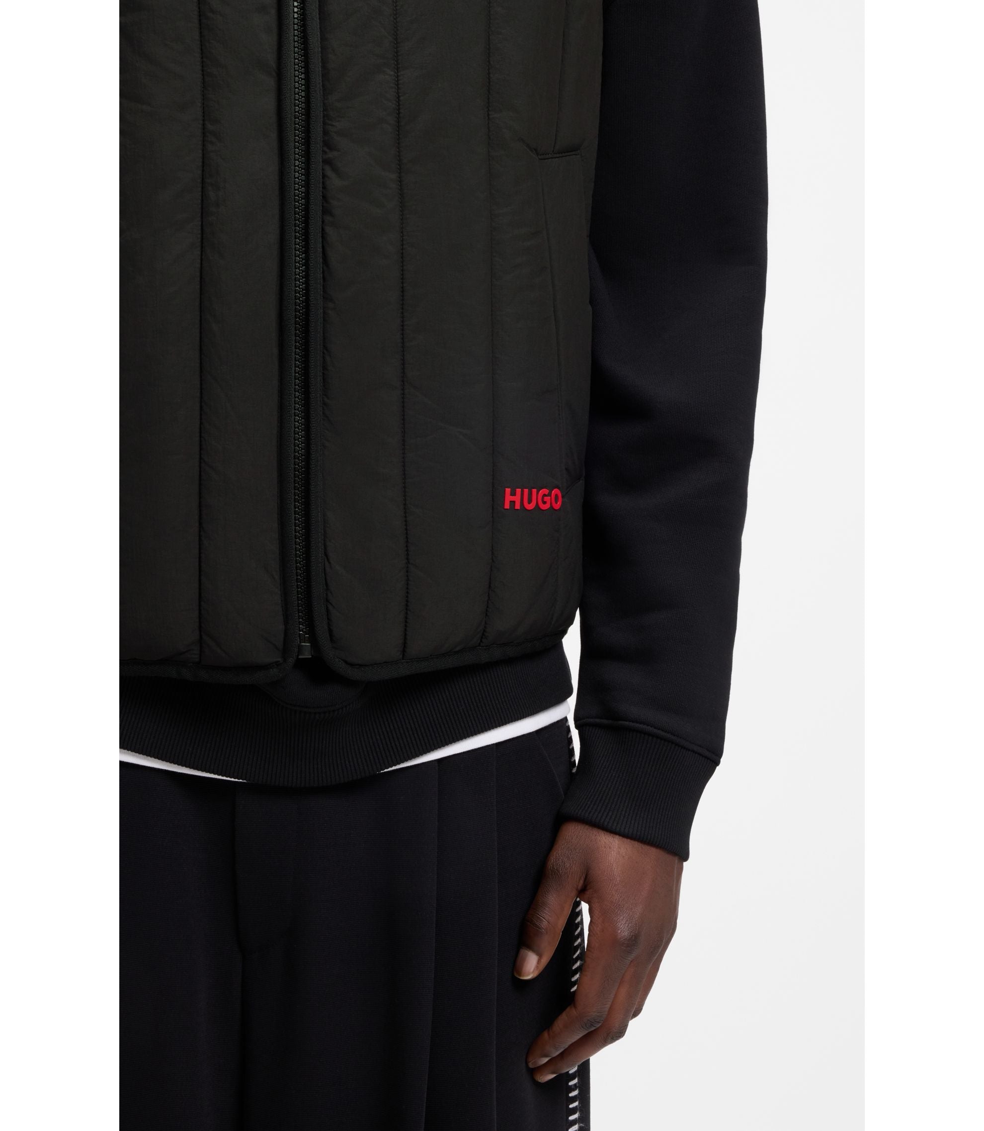 Hugo Lightweight Gilet With Vertical Quilting Black