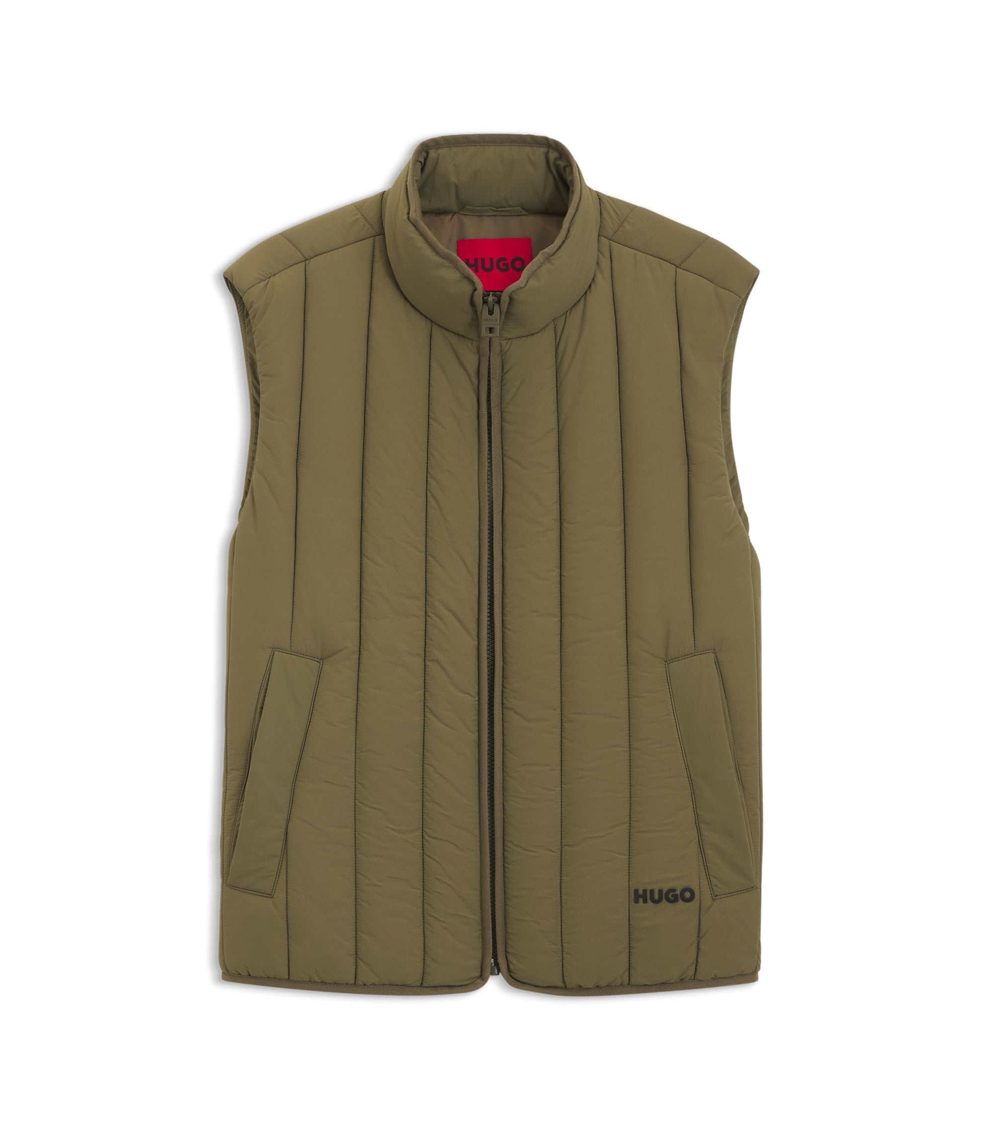 Hugo Lightweight Gilet With Vertical Quilting Light Green