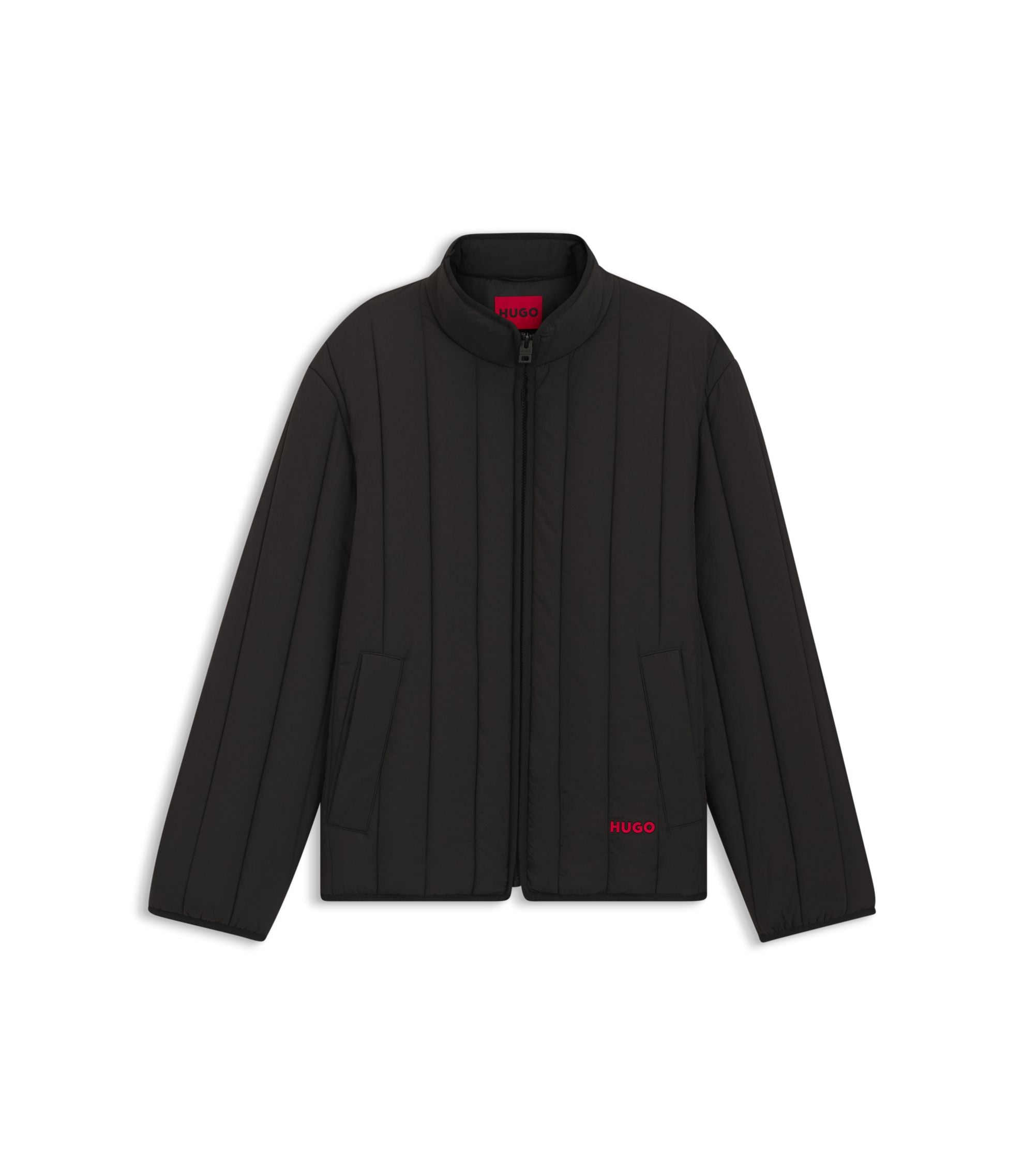 Hugo Logo Detail Jacket With Quilting Black