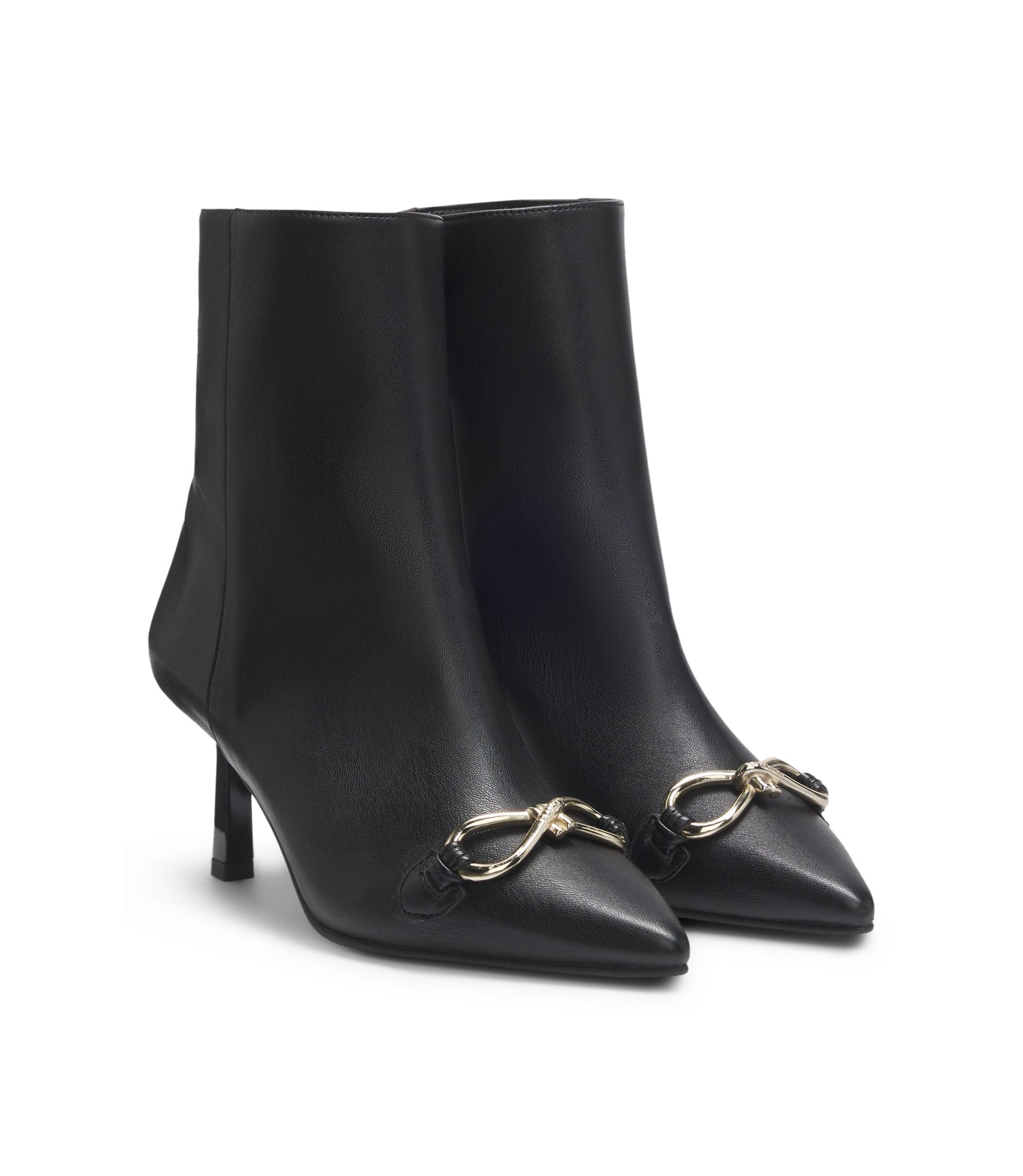 Hugo Hardware Trim Ankle Boots In Faux Leather Black Womens Black