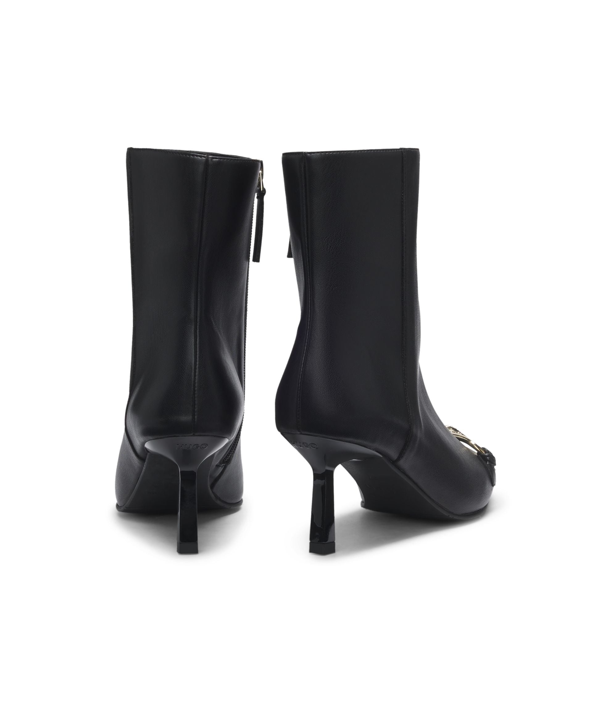 Hugo Hardware Trim Ankle Boots In Faux Leather Black Womens Black