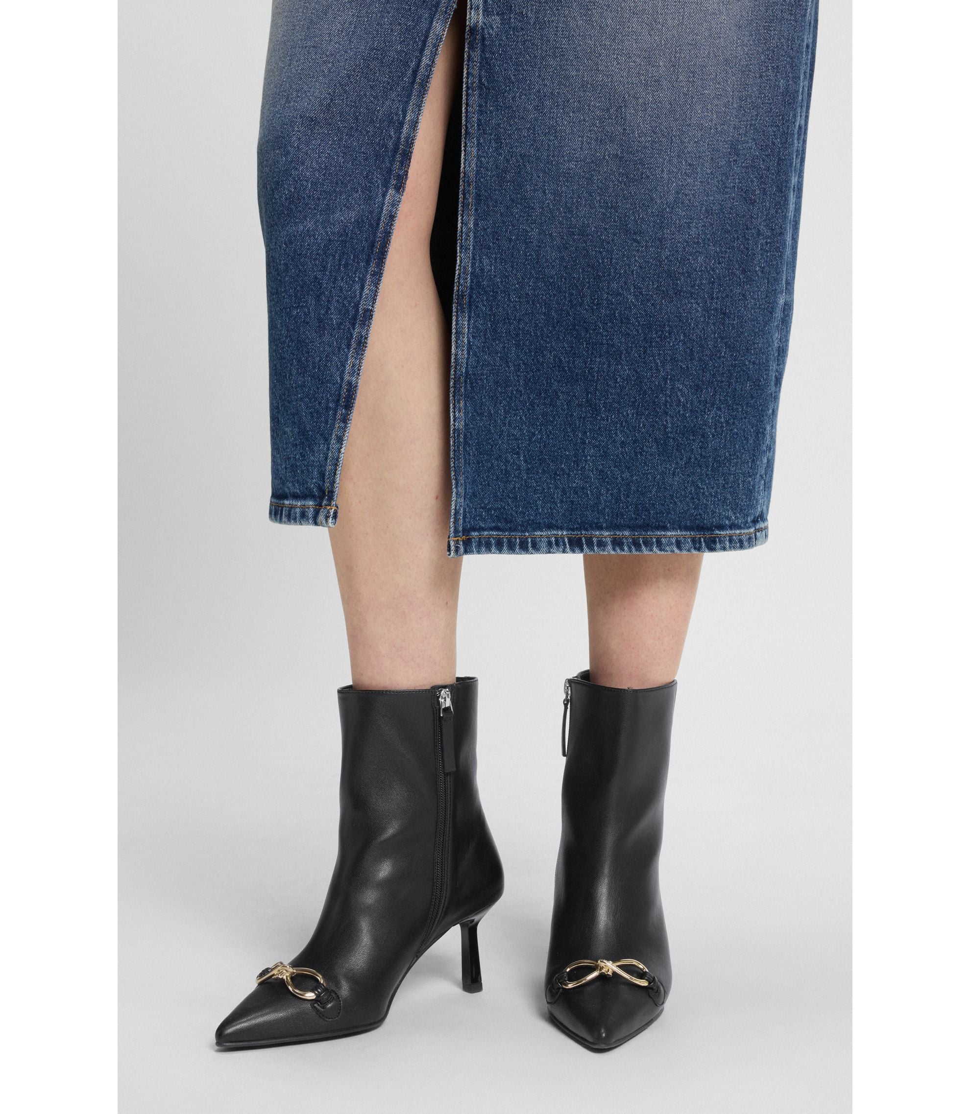 Hugo Hardware Trim Ankle Boots In Faux Leather Black Womens Black