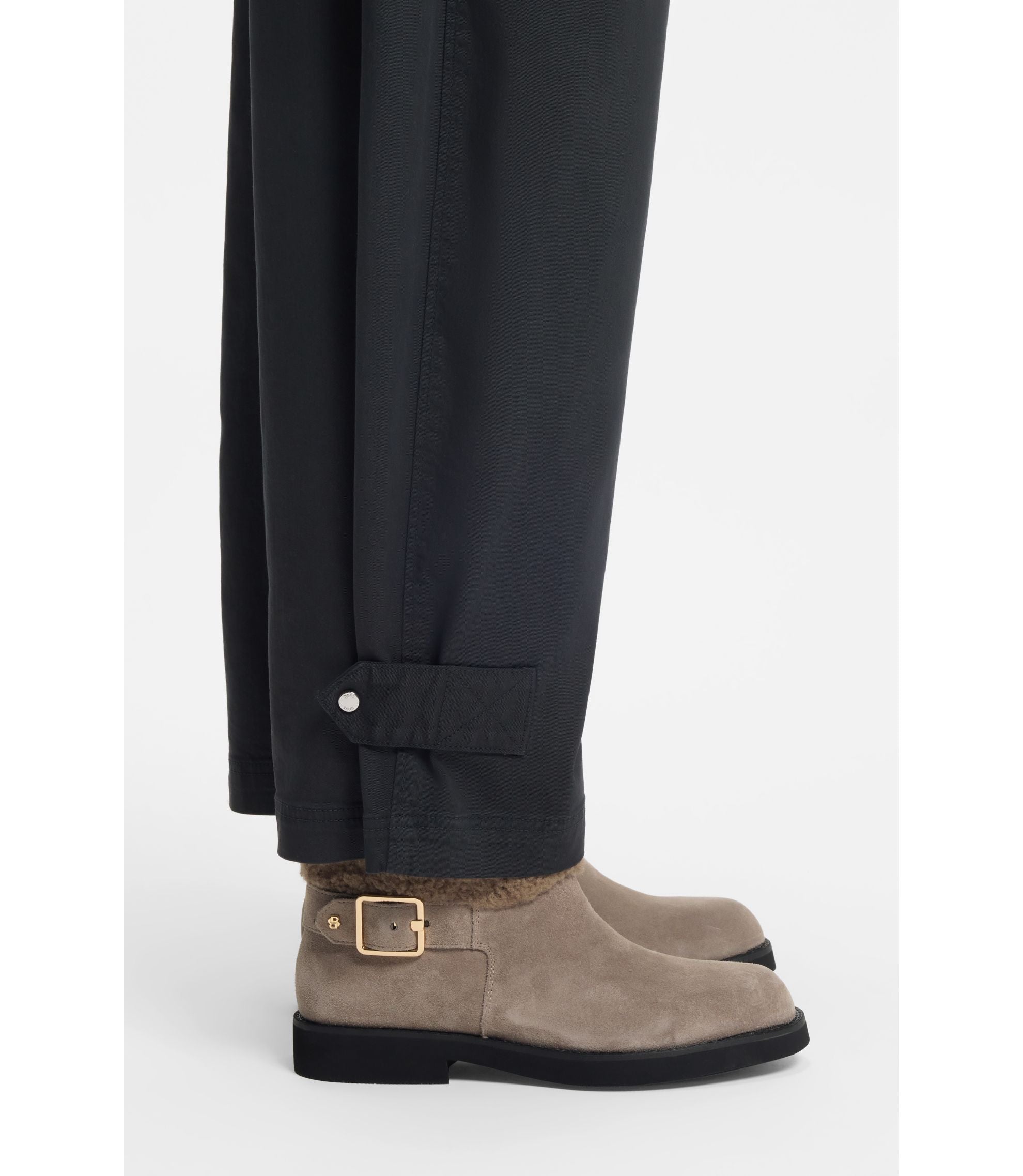 Boss Suede Biker Boots With Faux Fur Trim Light Brown Womens Light Brown