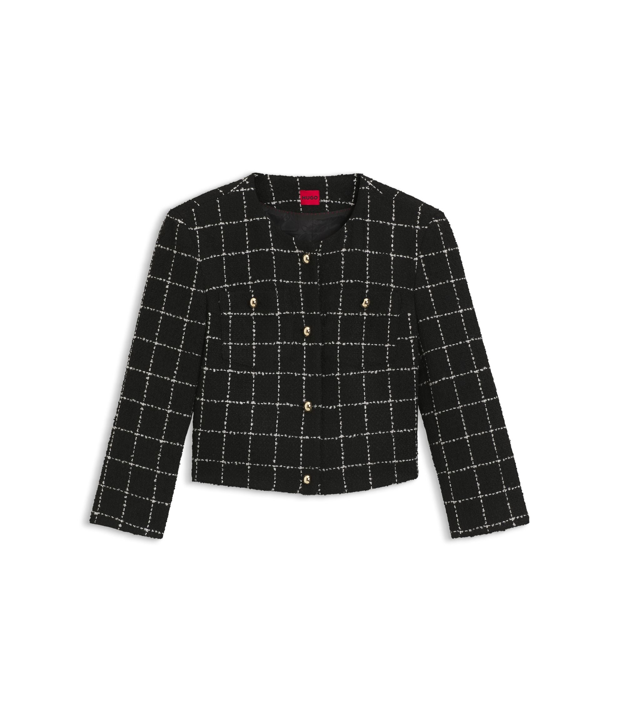 Hugo Regular Fit Blazer In Checked Boucl Patterned Women's