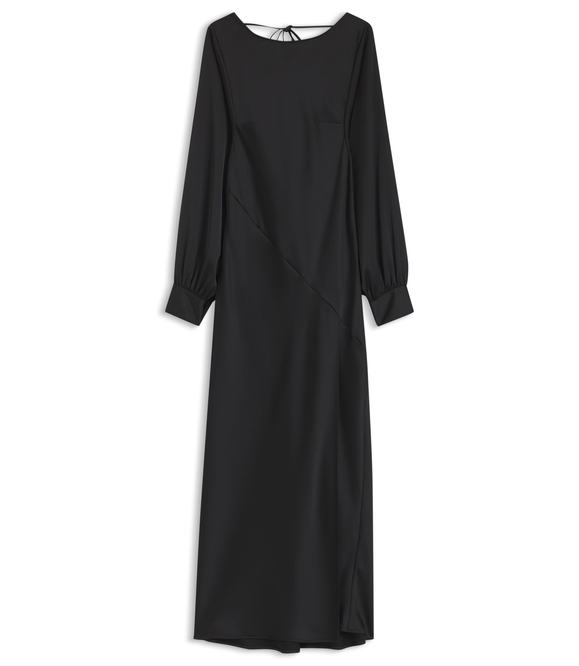 Hugo Satin Maxi Dress With Waterfall Back Black Women's