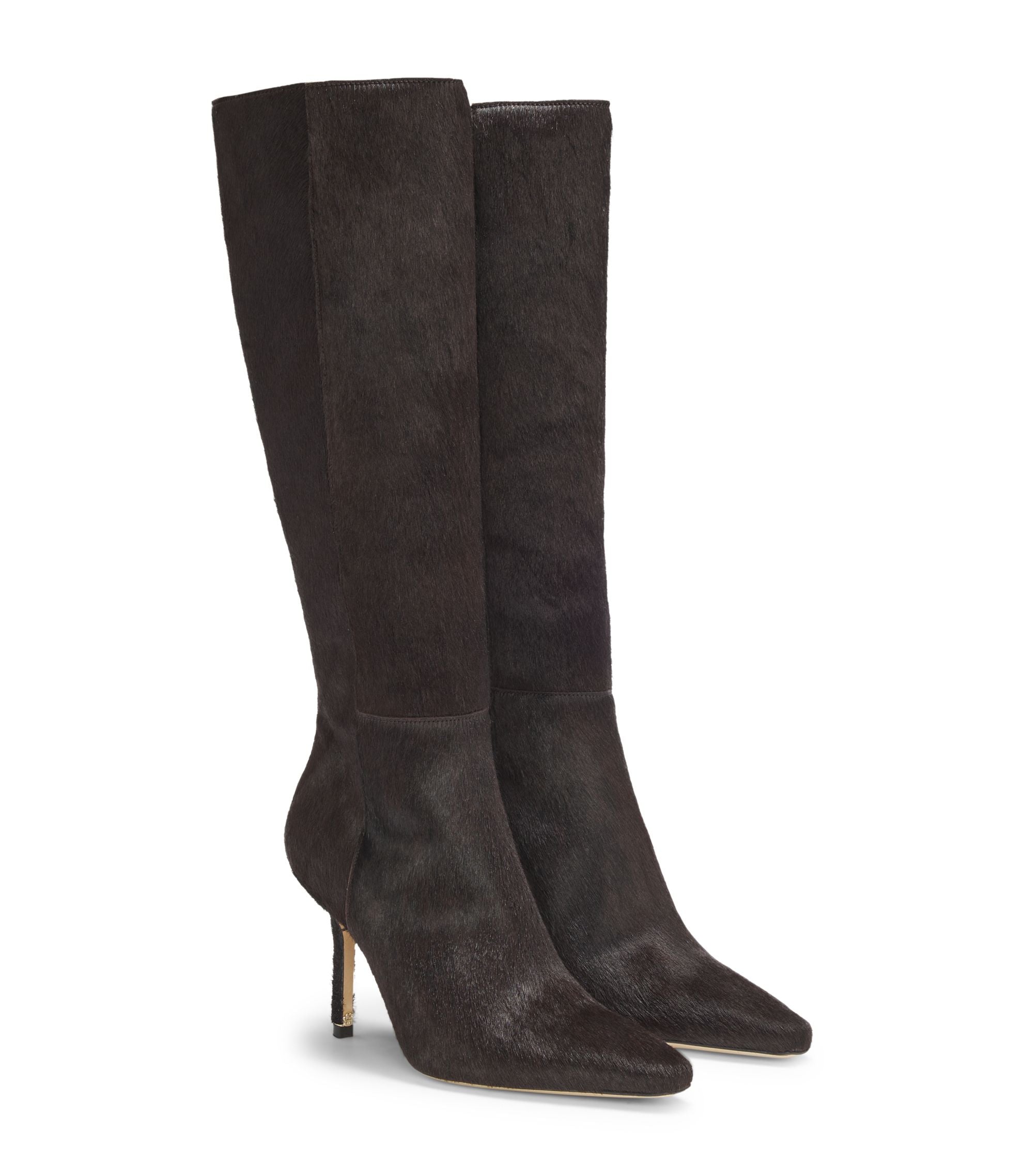 Boss Knee Boots In Pony Hair Leather Dark Purple Womens Dark Purple