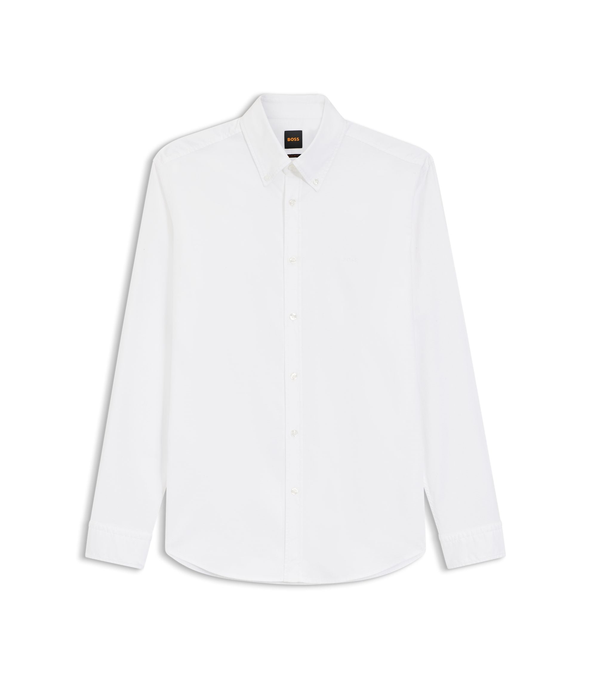 Boss Regular Fit Shirt In Stretch Cotton Dobby White