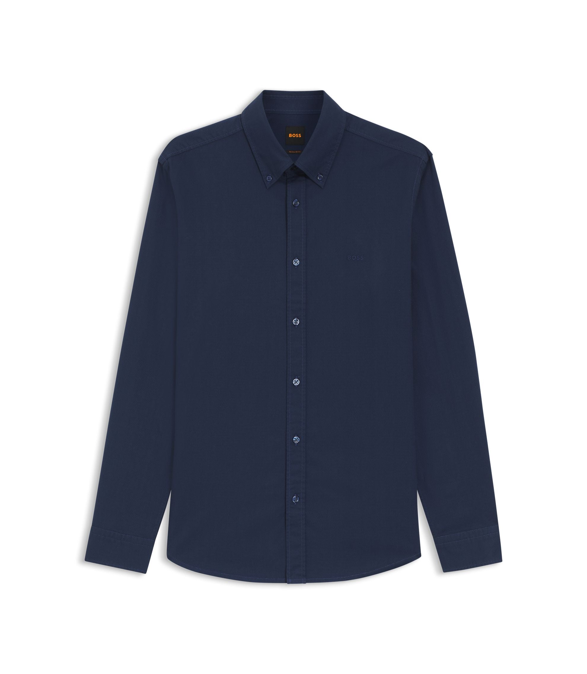 Boss Regular Fit Shirt In Stretch Cotton Dobby Light Blue