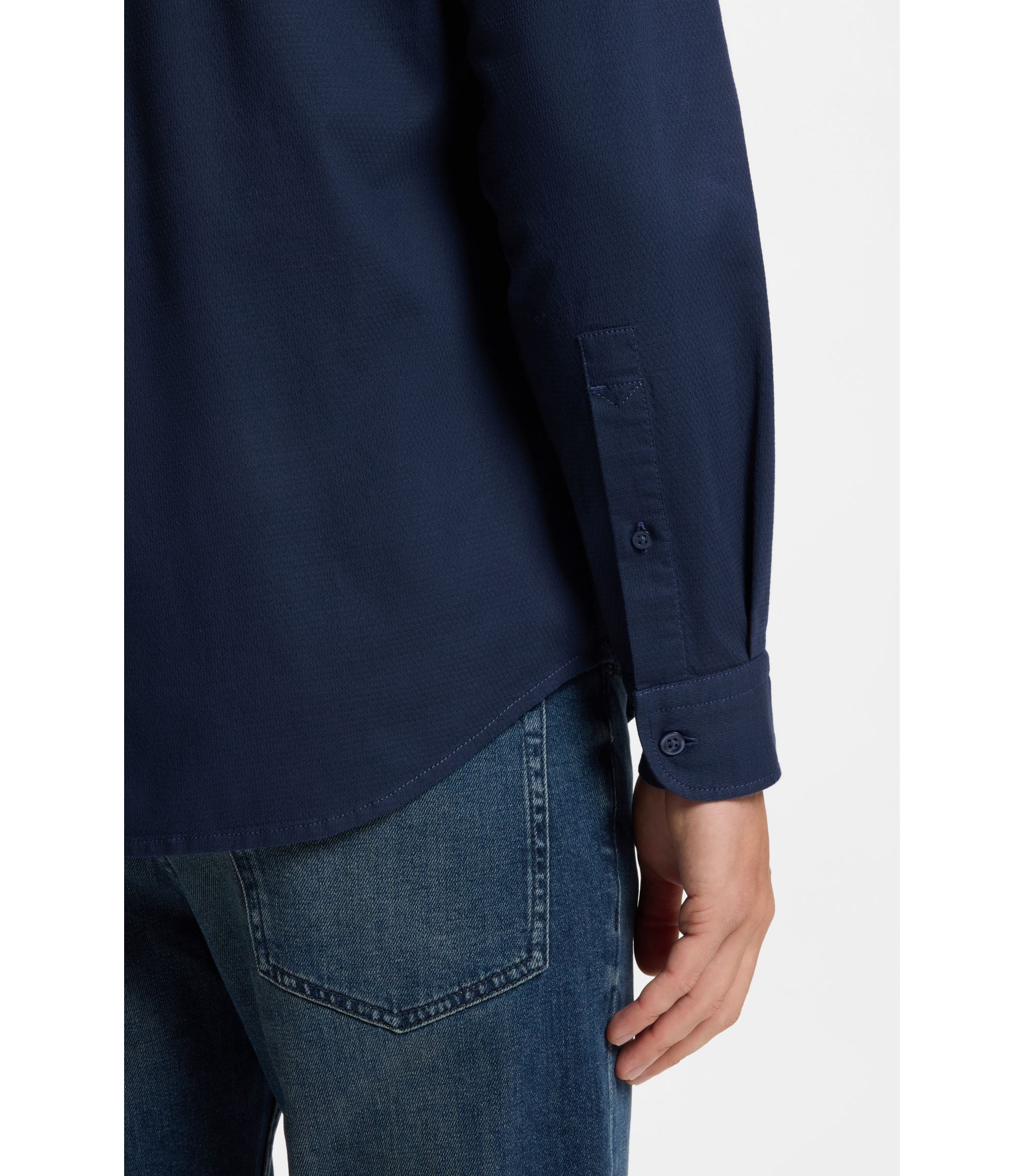 Boss Regular Fit Shirt In Stretch Cotton Dobby Light Blue
