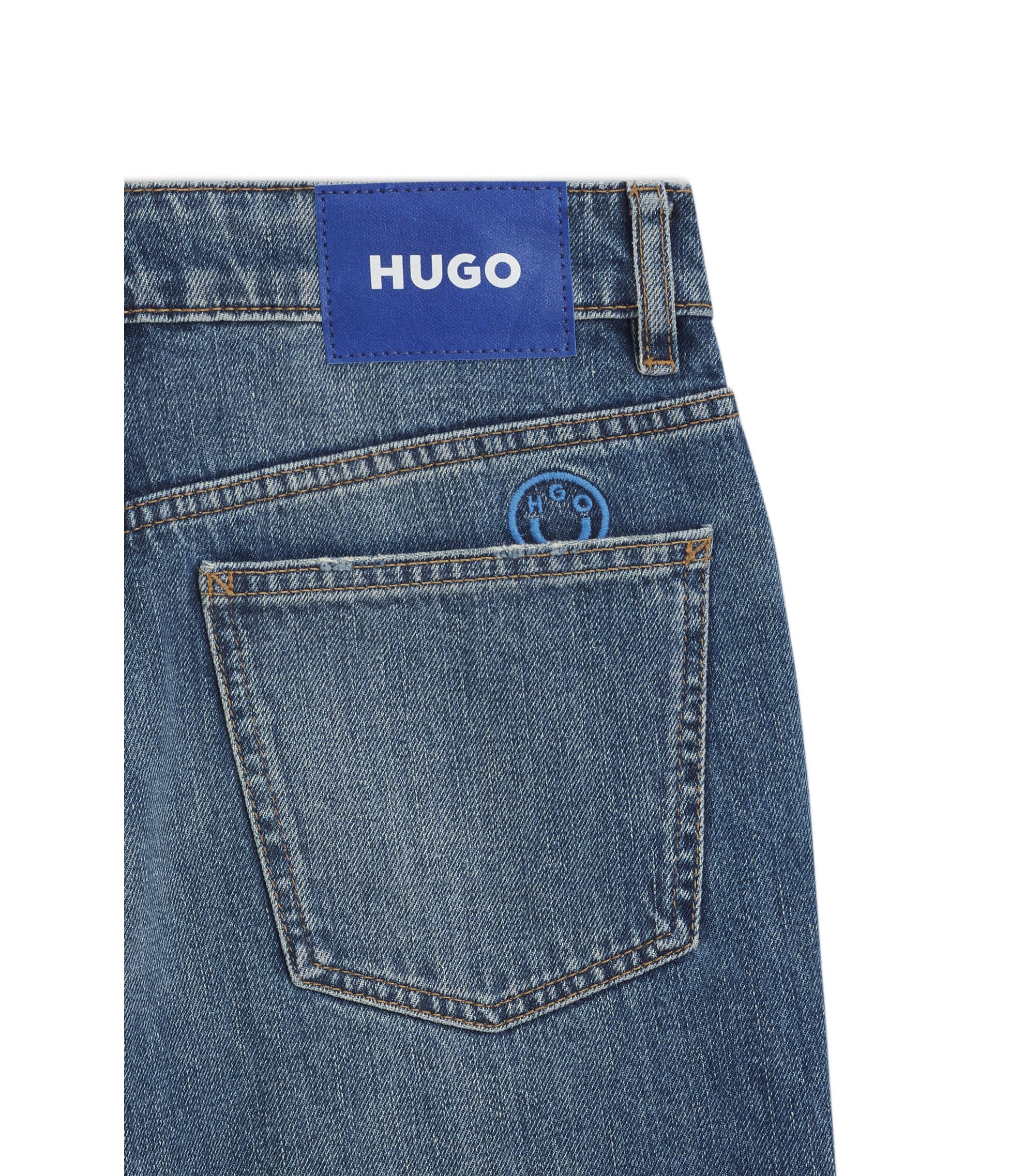 Hugo Blue Loose Fit Jeans In Rigid Denim Blue Women's