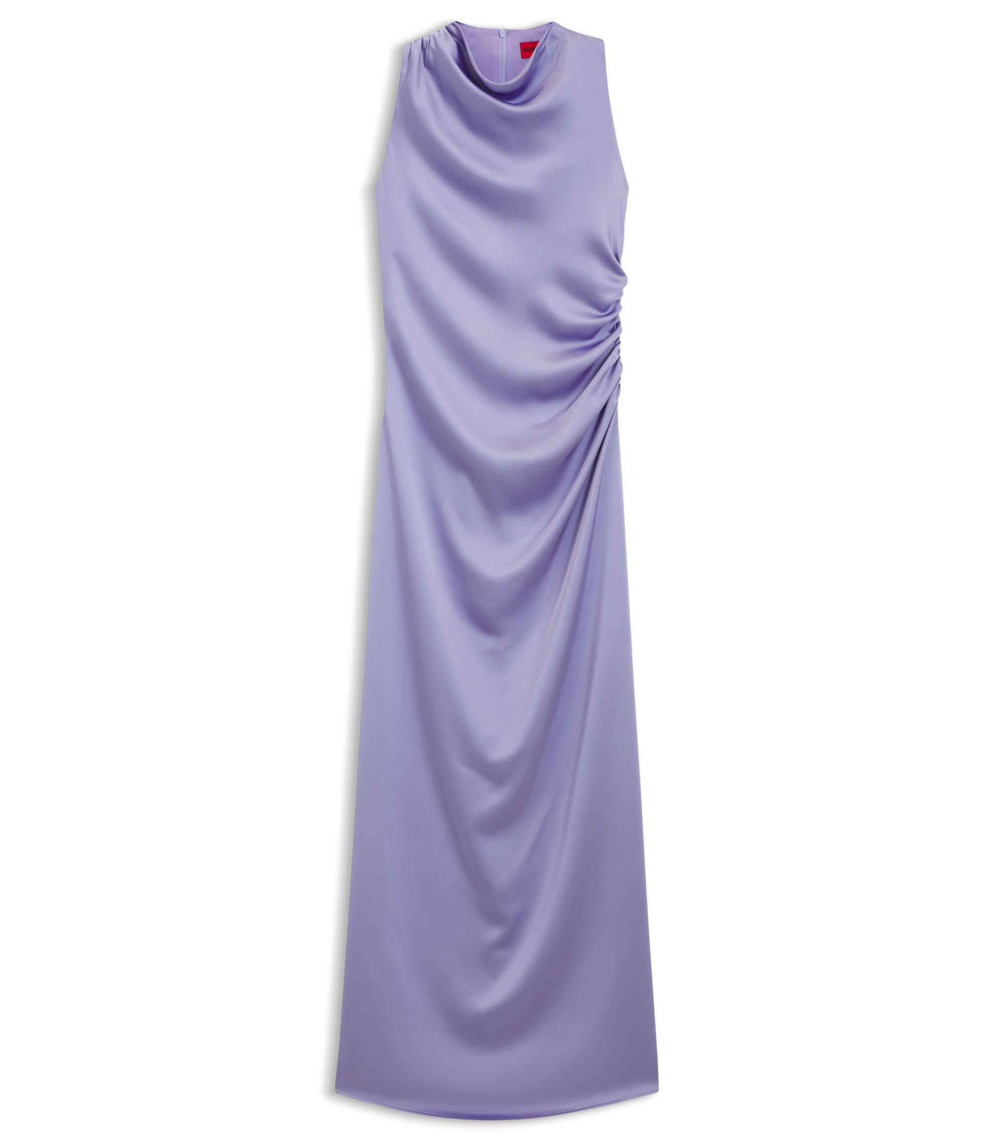 Hugo Gathered Detail Maxi Dress In Satin Purple Women's