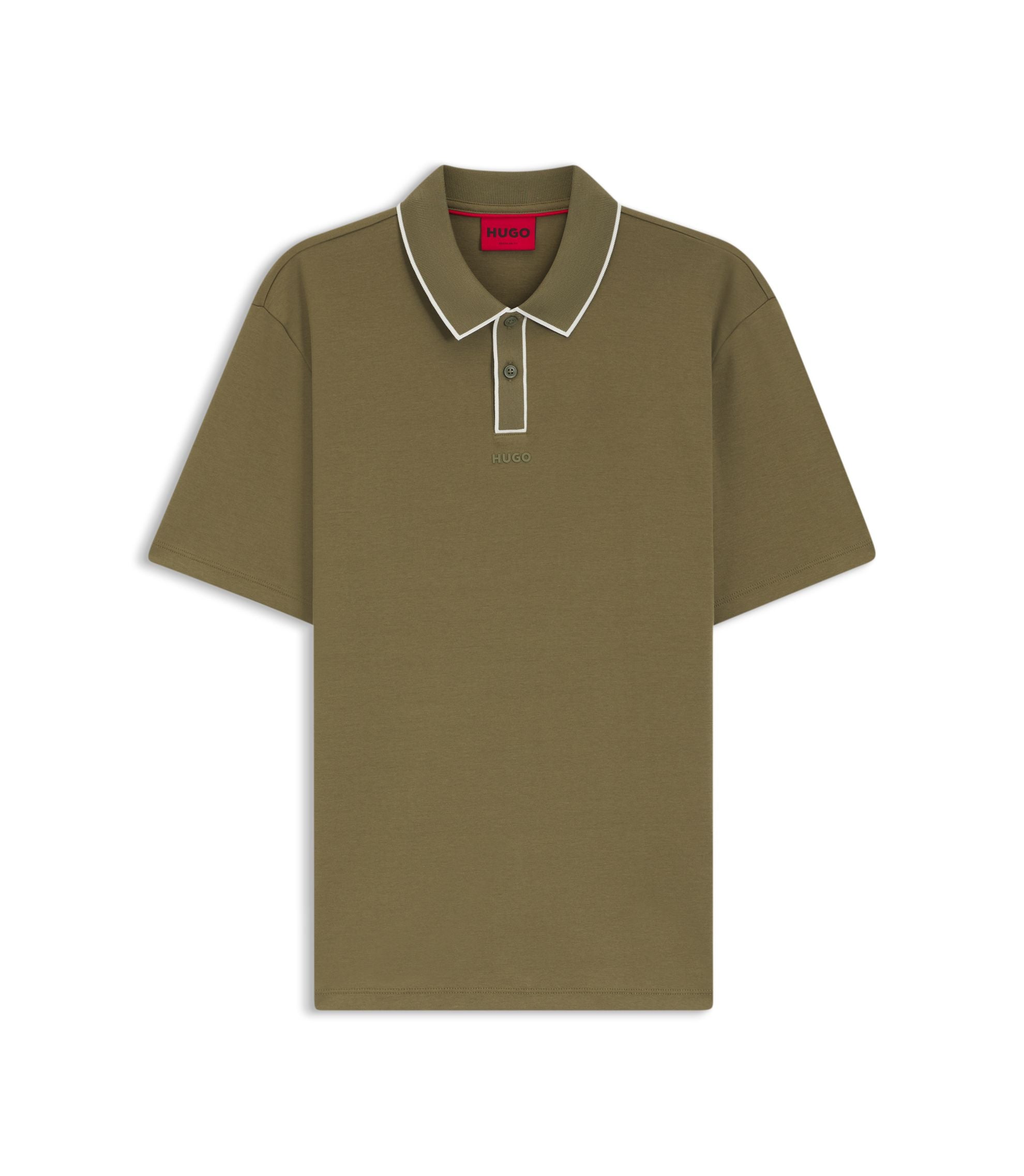 Hugo Luxury Cotton Polo Shirt With Contrast Trim Light Green