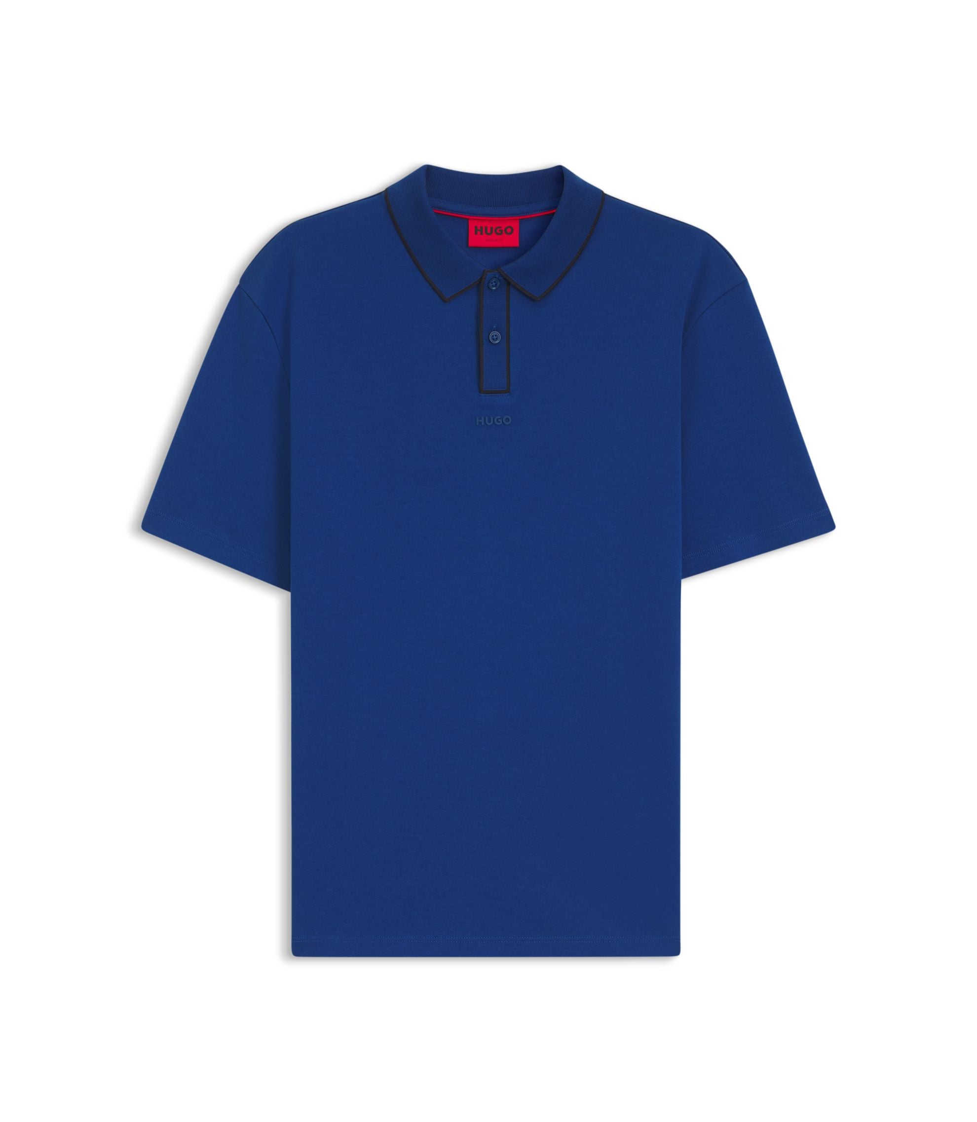 Hugo Luxury Cotton Polo Shirt With Contrast Trim Light Blue