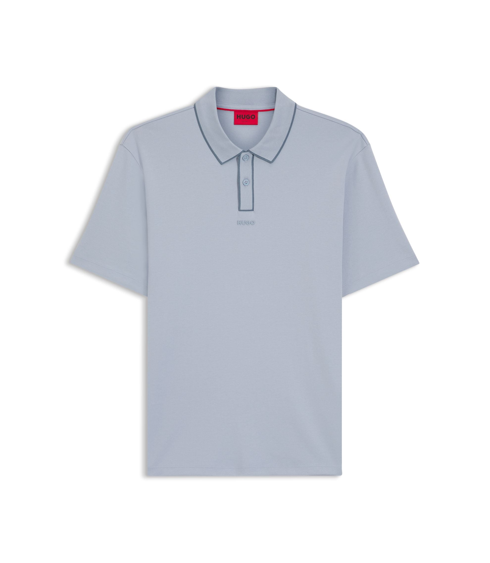 Hugo Luxury Cotton Polo Shirt With Contrast Trim Purple