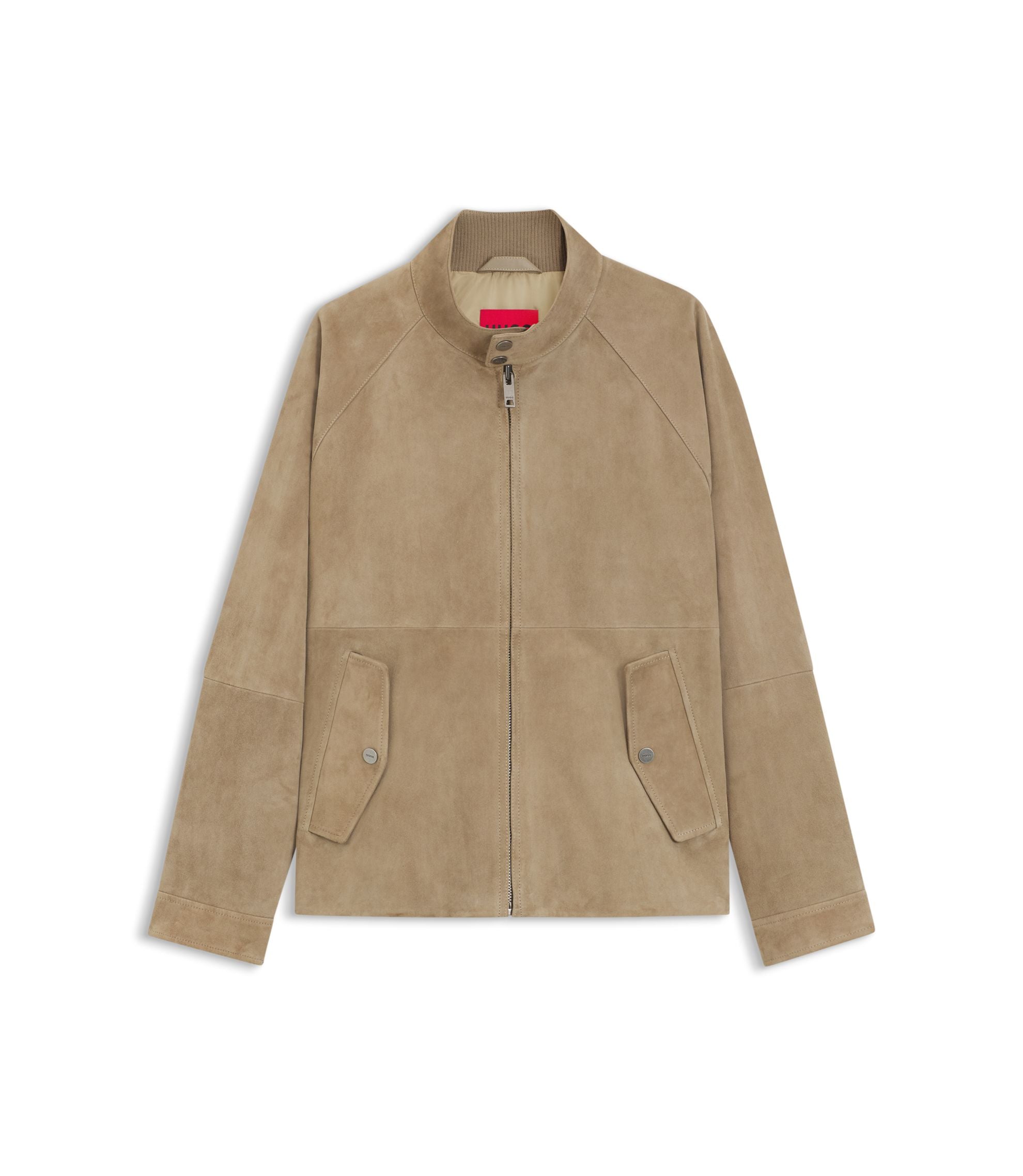 Hugo Suede Jacket In A Regular Fit Beige