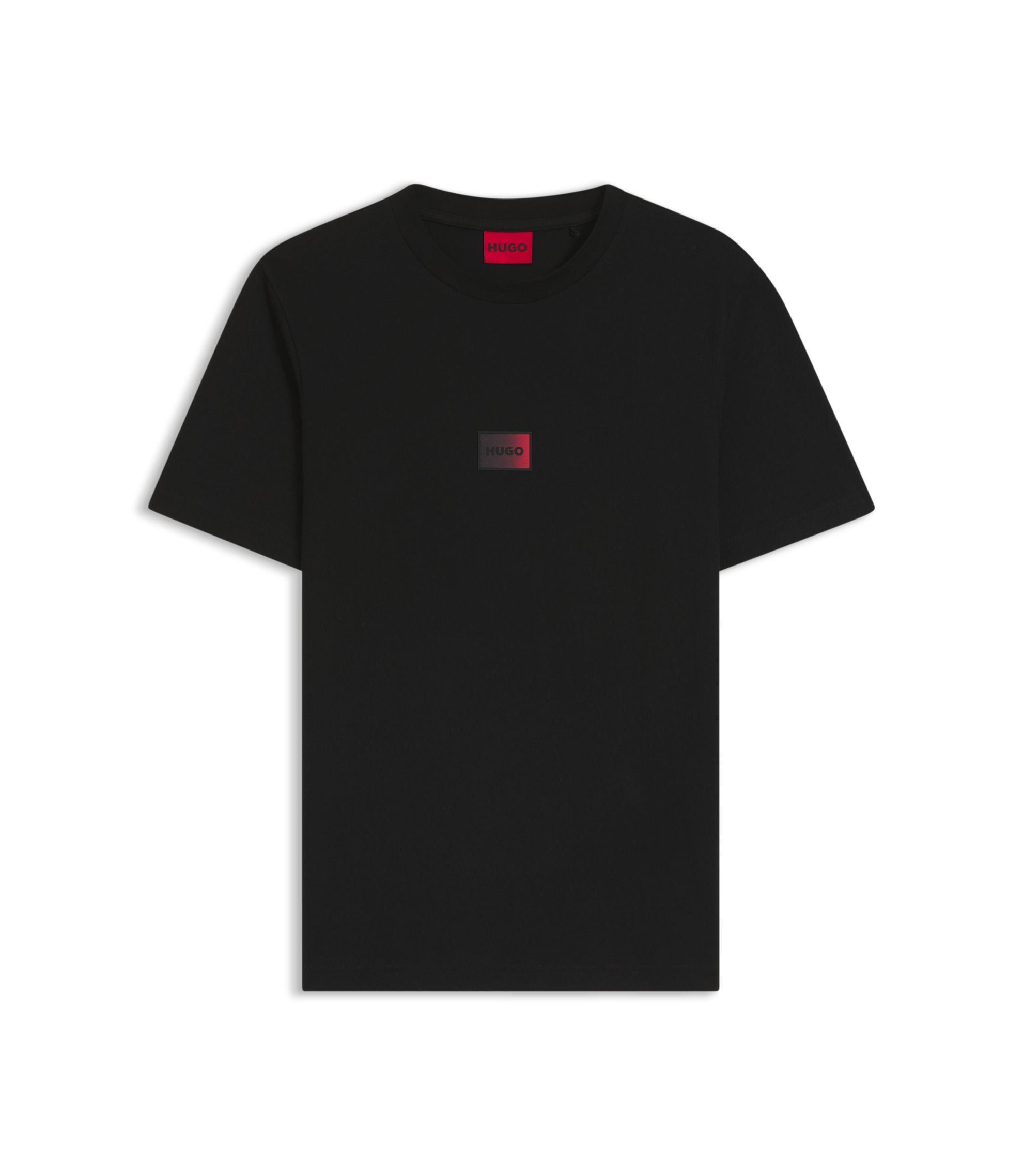 Hugo Gradient Logo T Shirt In Cotton Jersey Black