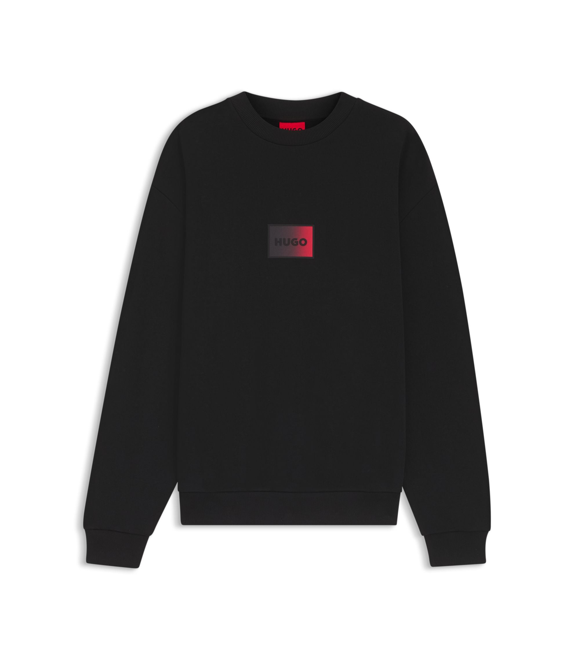 Hugo Gradient Logo Sweatshirt In Cotton Terry Black