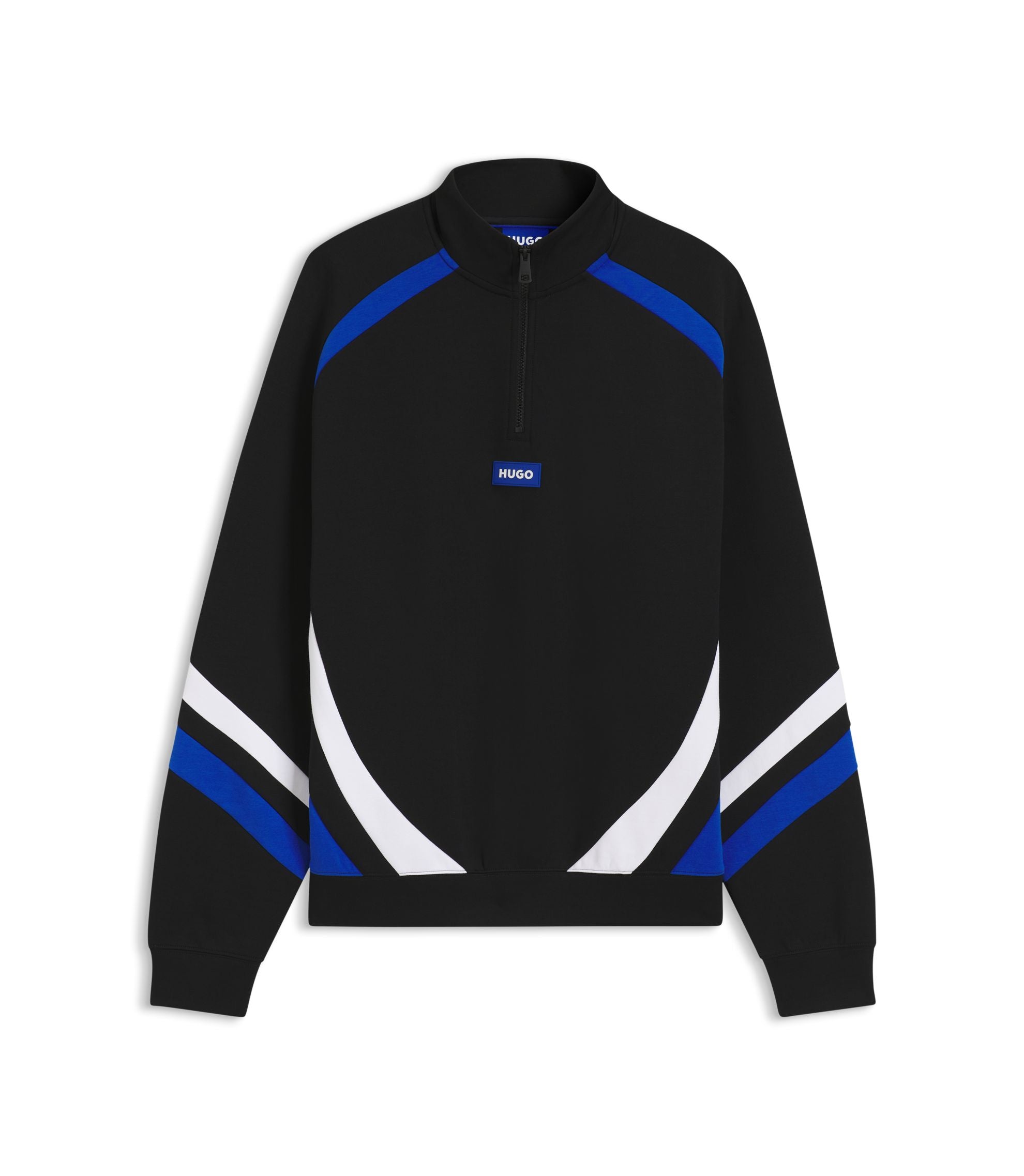 Hugo Stretch Cotton Sweatshirt With Colourful Panelling Black