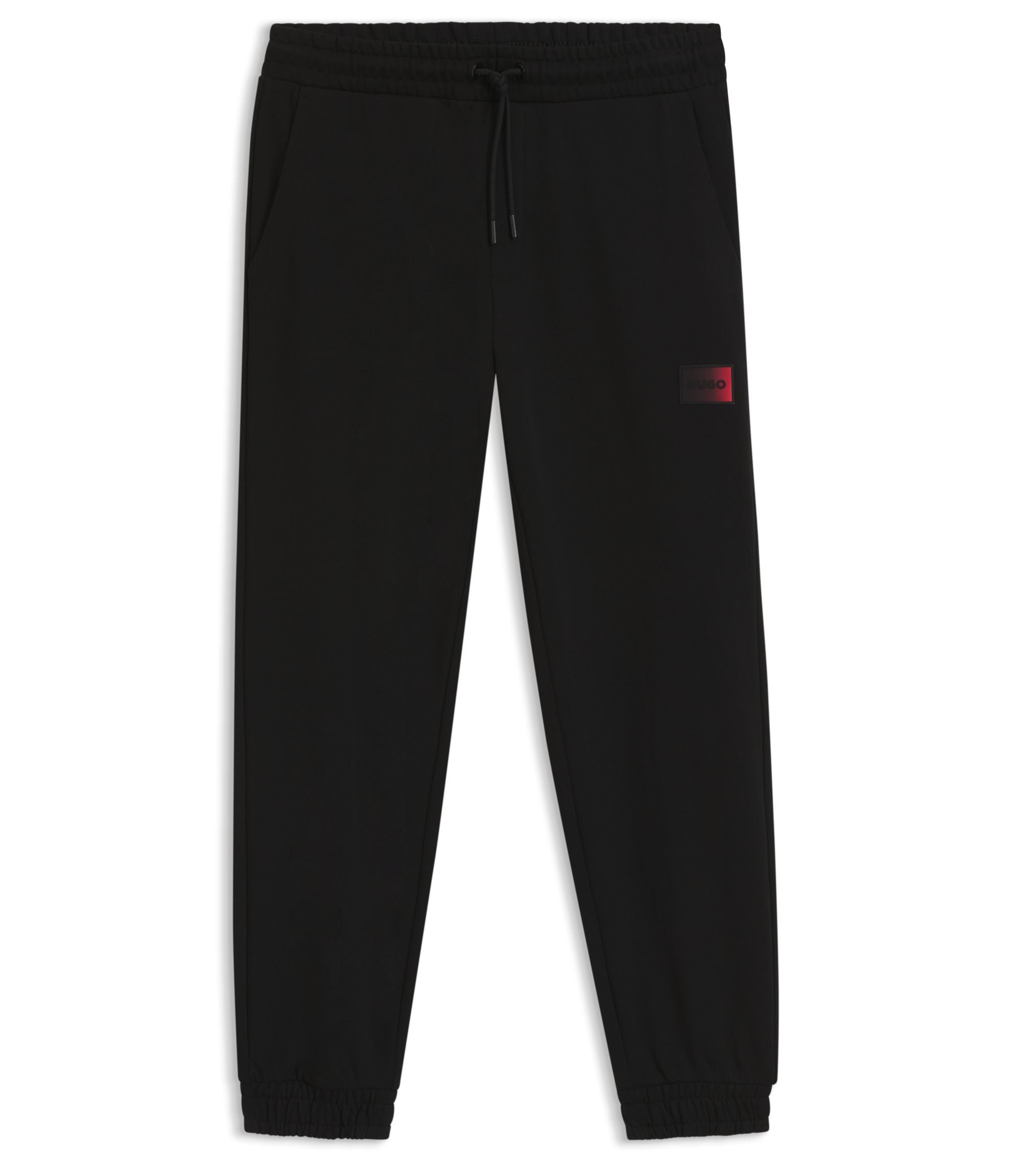 Hugo Gradient Logo Tracksuit Bottoms In Cotton Terry Black