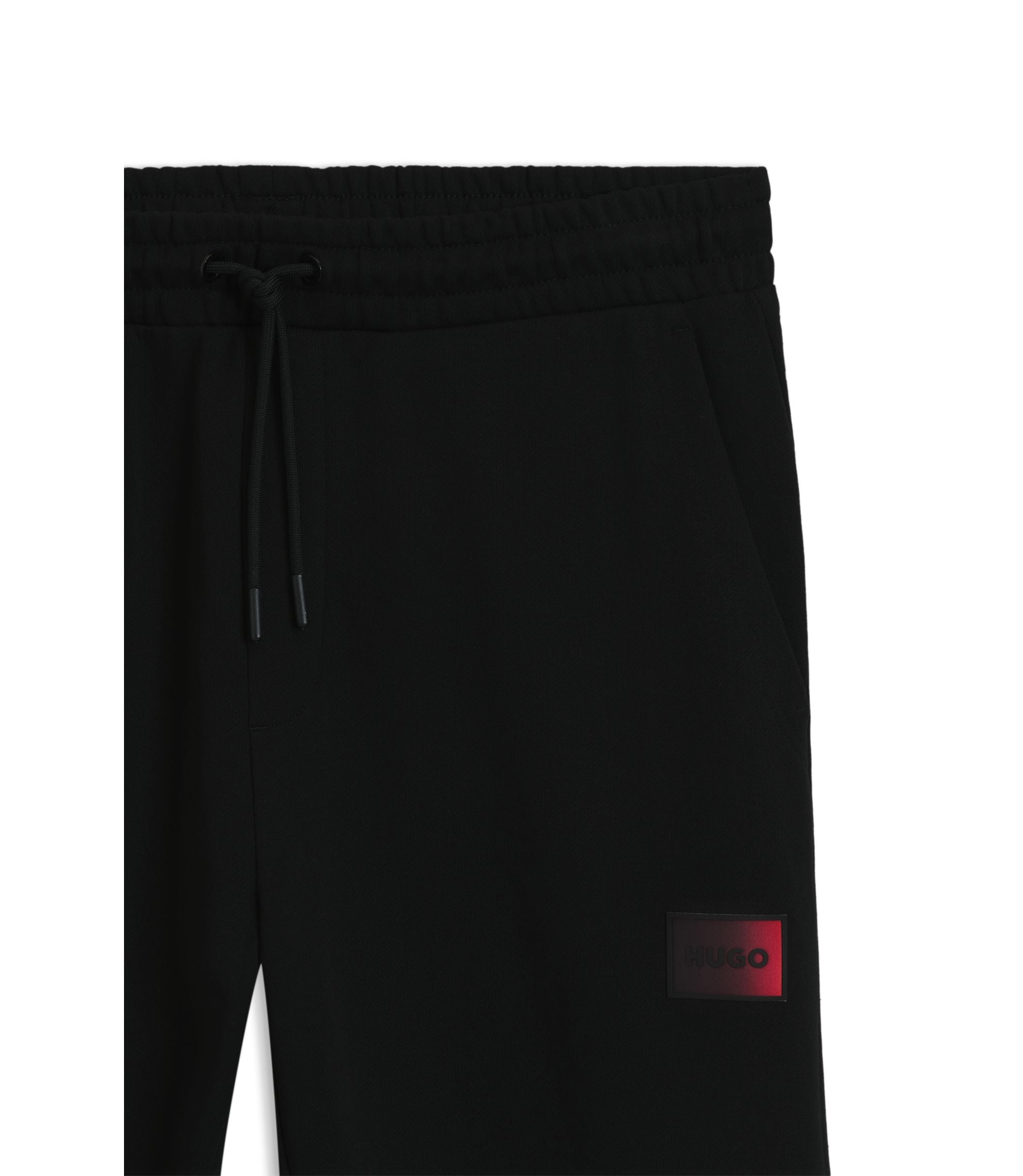 Hugo Gradient Logo Tracksuit Bottoms In Cotton Terry Black