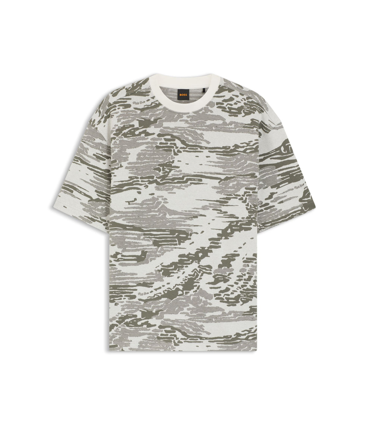 Boss Camouflage Jacquard T Shirt In Cotton White