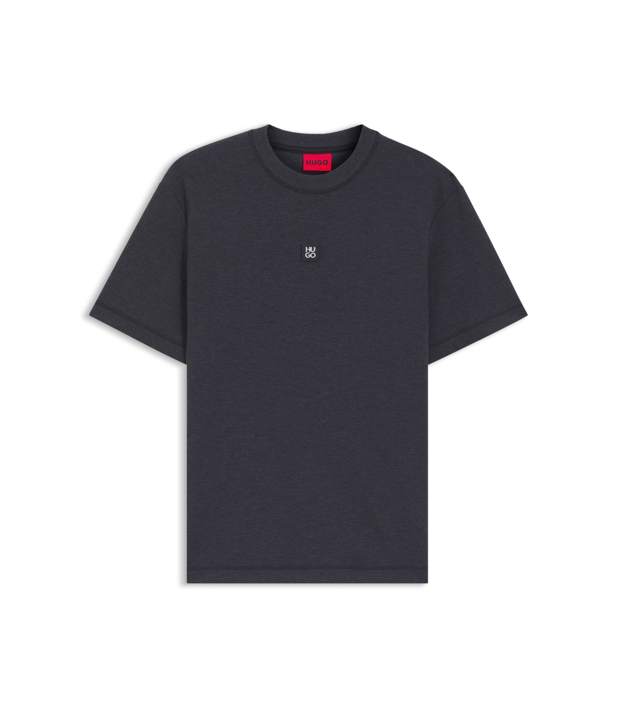Hugo Stacked Logo T Shirt In A Cotton Blend Grey