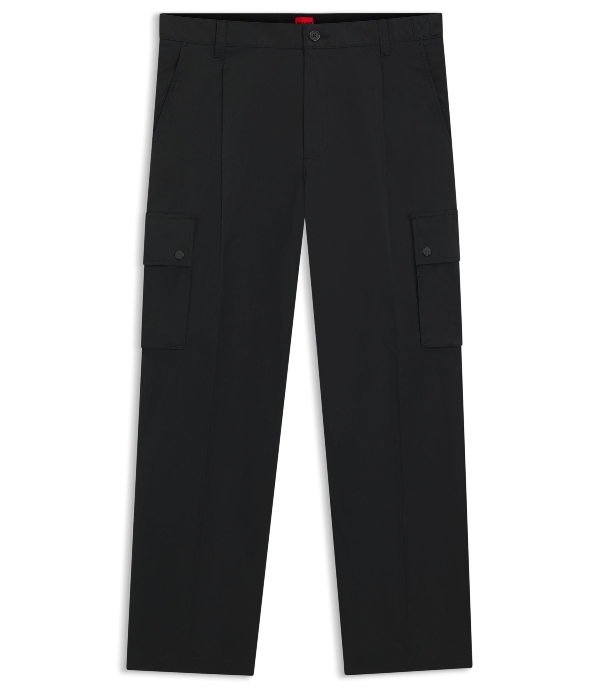 Hugo Relaxed Fit Trousers With Cargo Styling Black