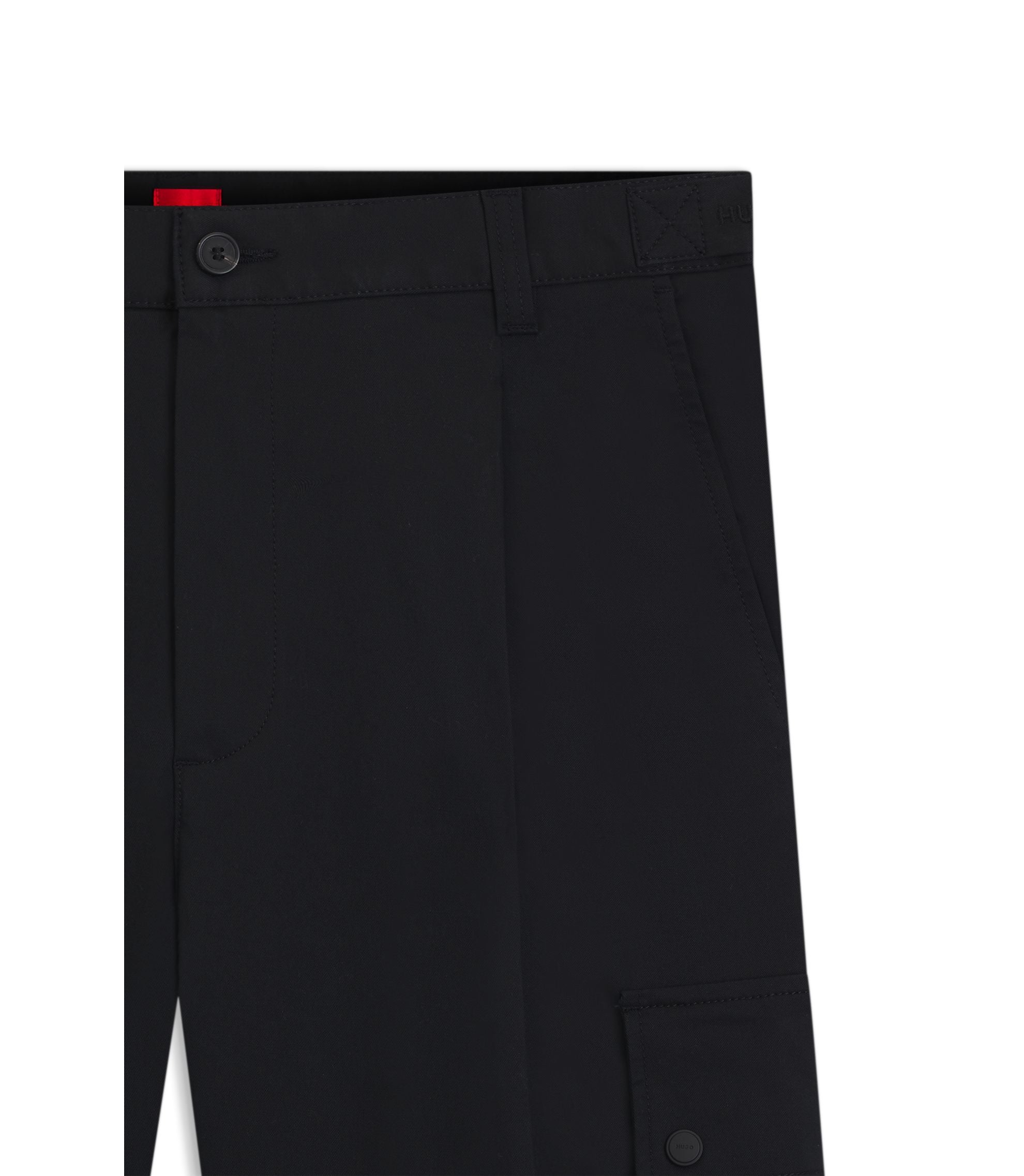 Hugo Relaxed Fit Trousers With Cargo Styling Black