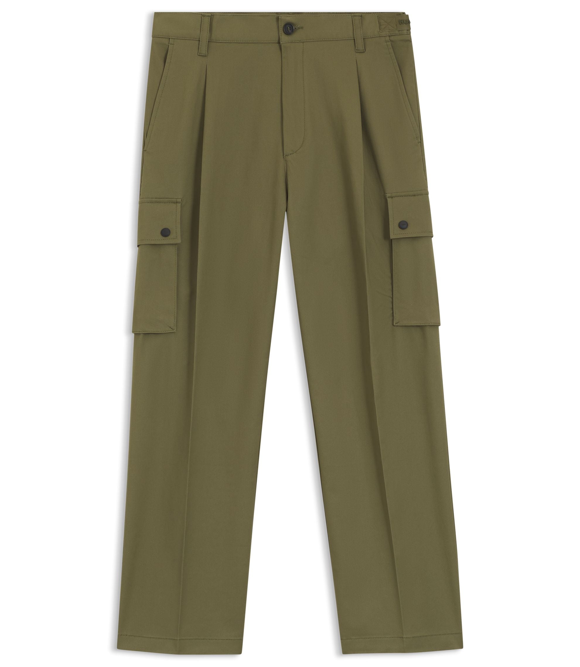 Hugo Relaxed Fit Trousers With Cargo Styling Light Green