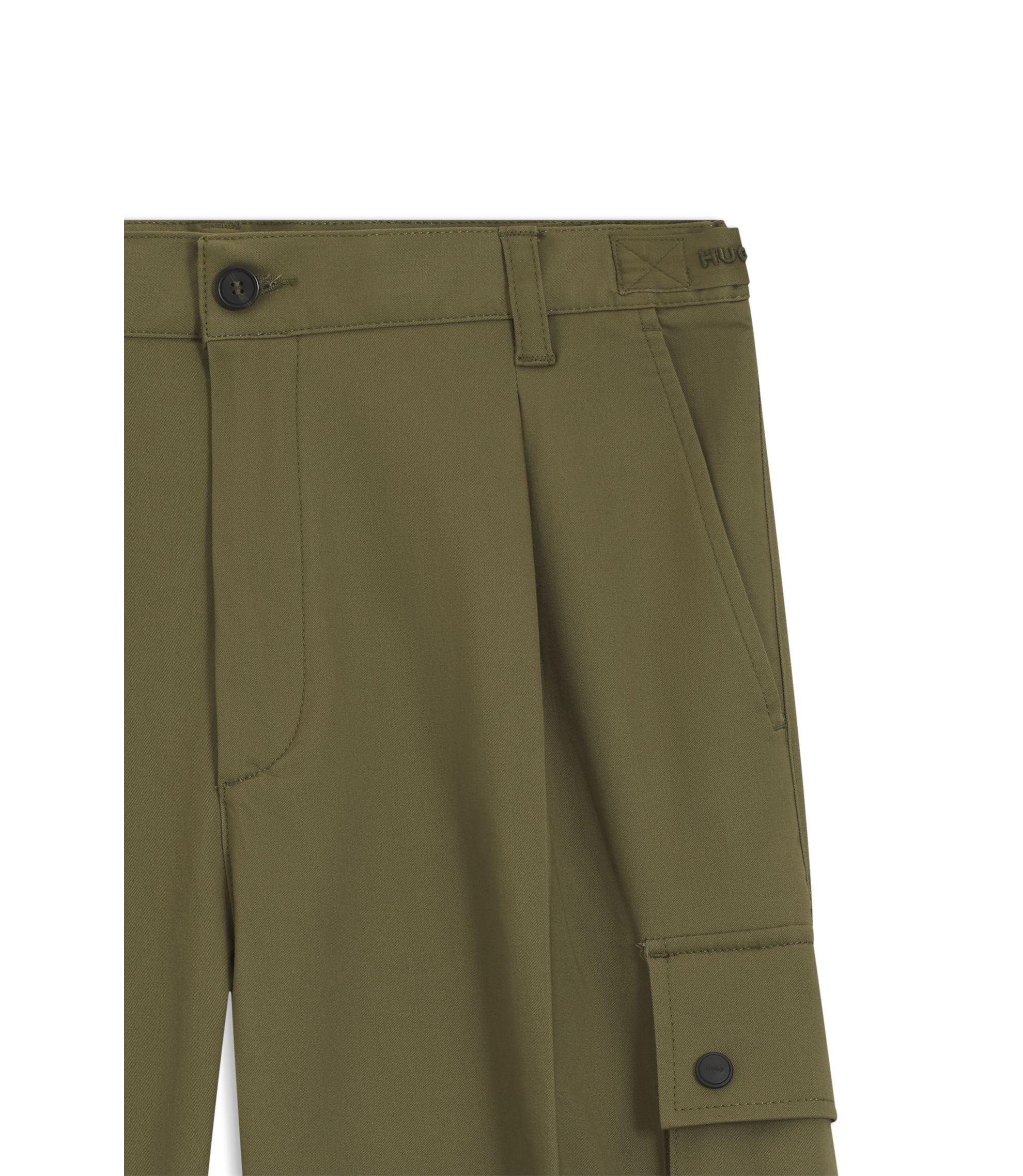 Hugo Relaxed Fit Trousers With Cargo Styling Light Green