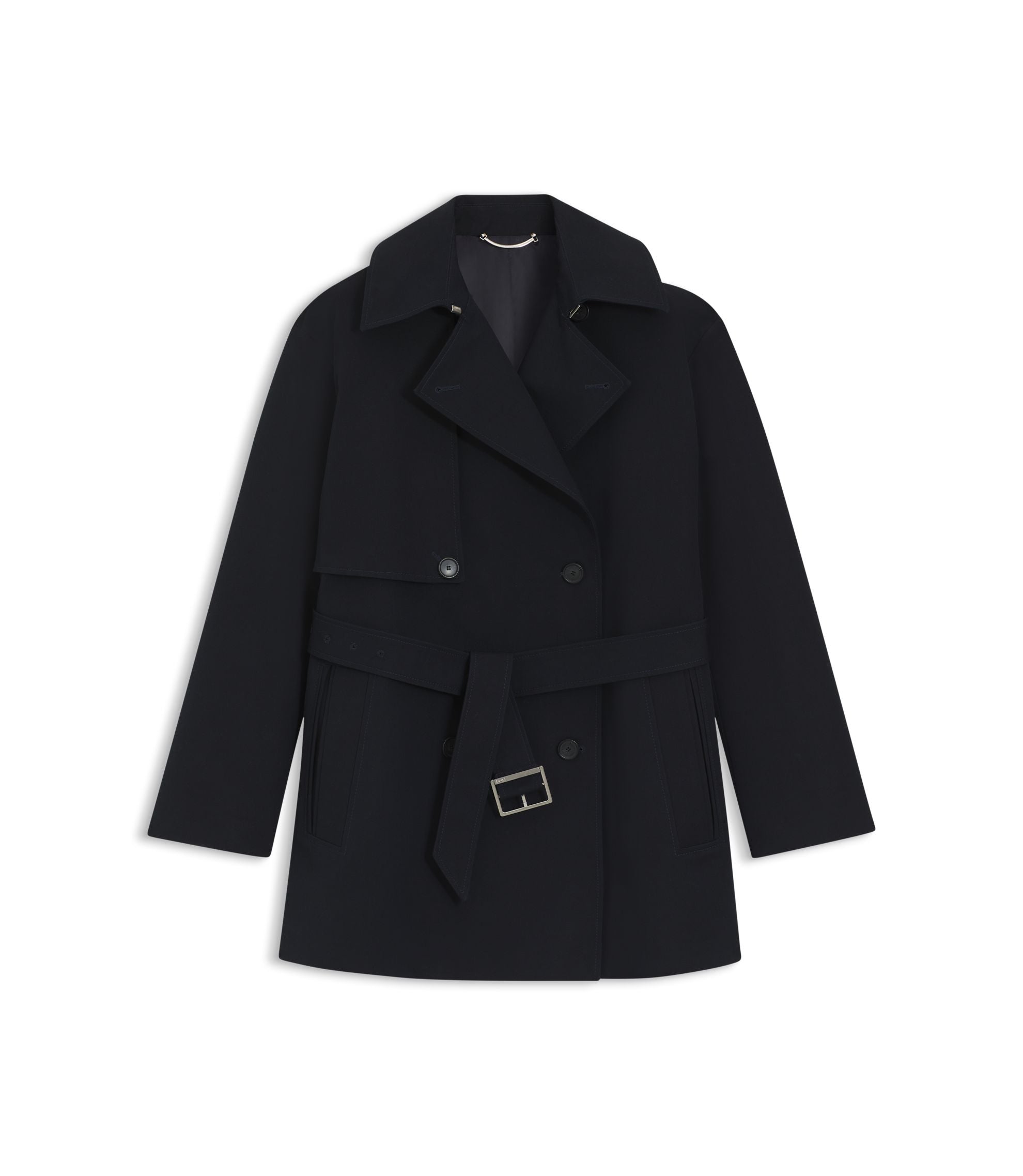 Boss Belted Trench Coat In Cotton Dark Blue Women's
