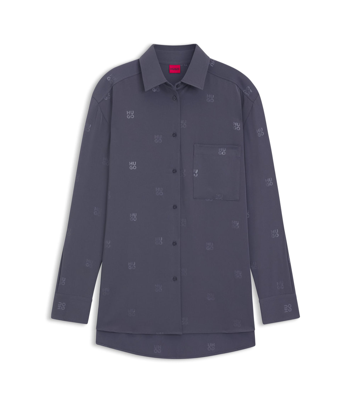 Hugo Oversized Fit Blouse With Stacked Logos Patterned Women's