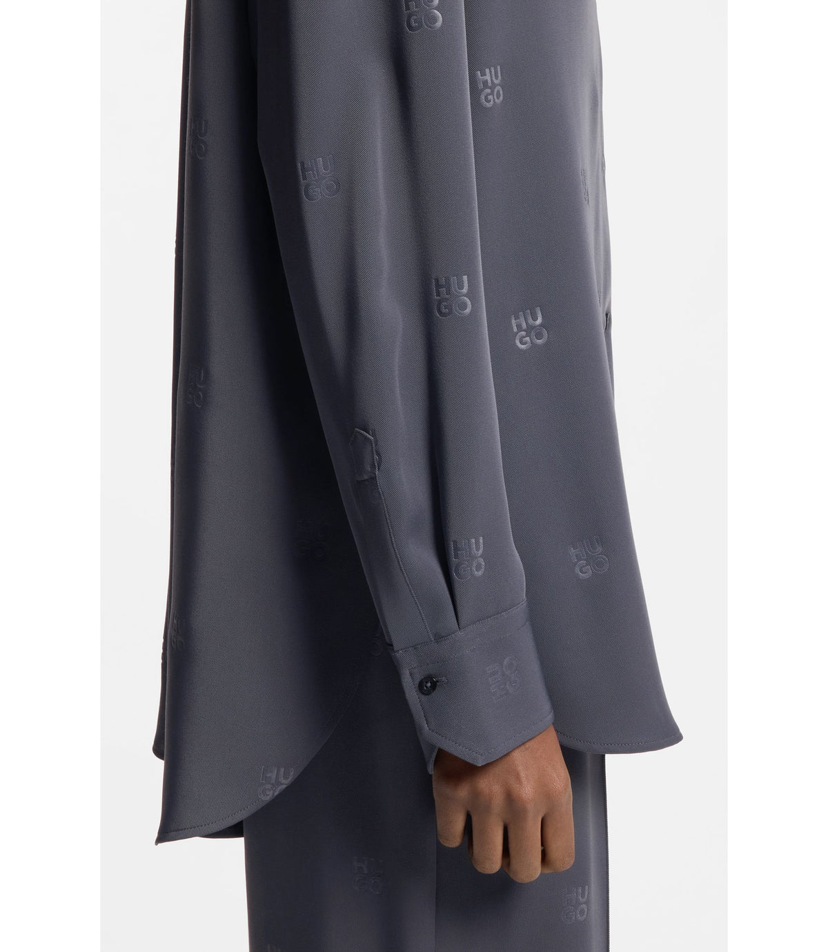 Hugo Oversized Fit Blouse With Stacked Logos Patterned Women's