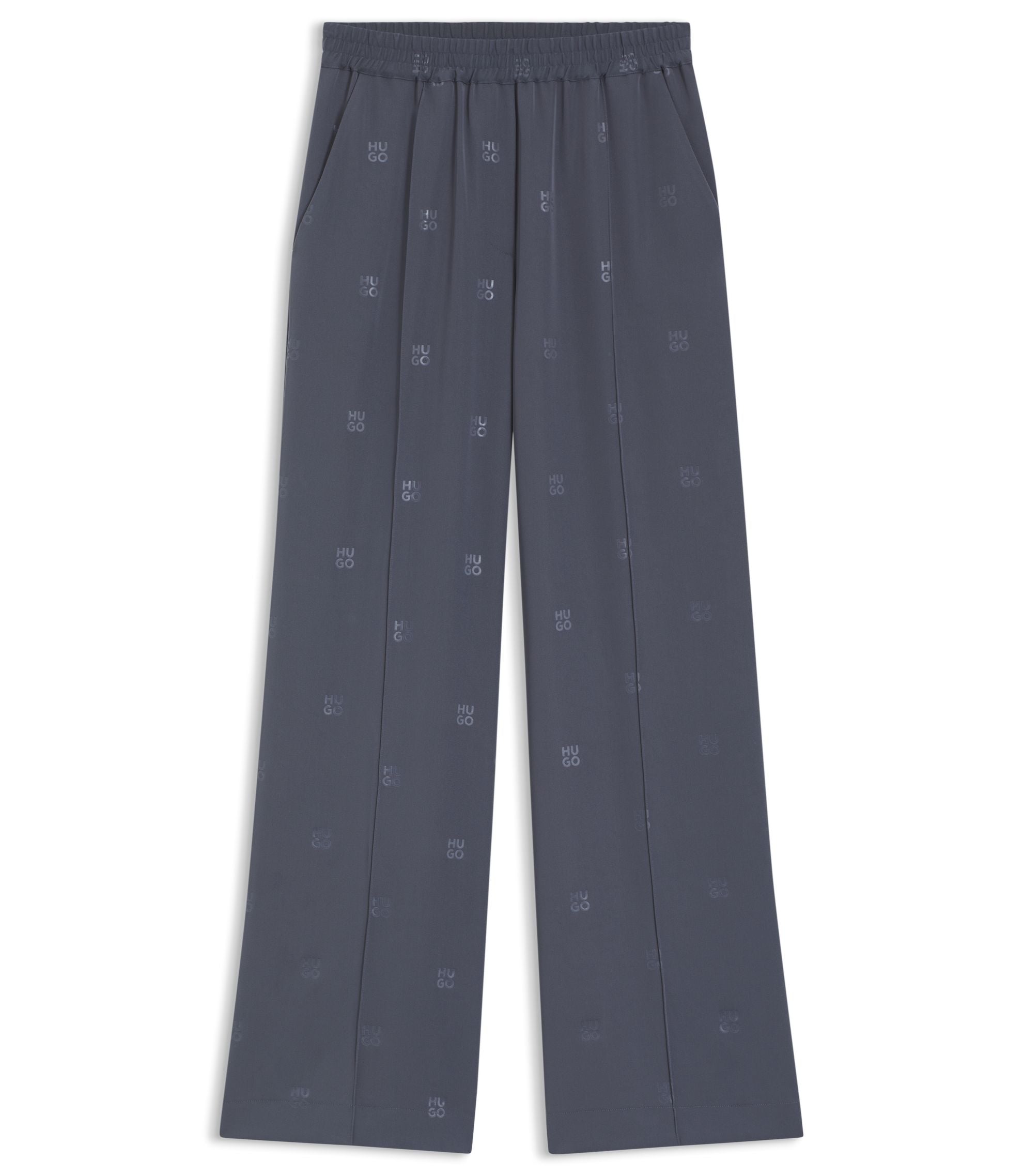 Hugo Relaxed Fit Trousers With Stacked Logos Patterned Women's