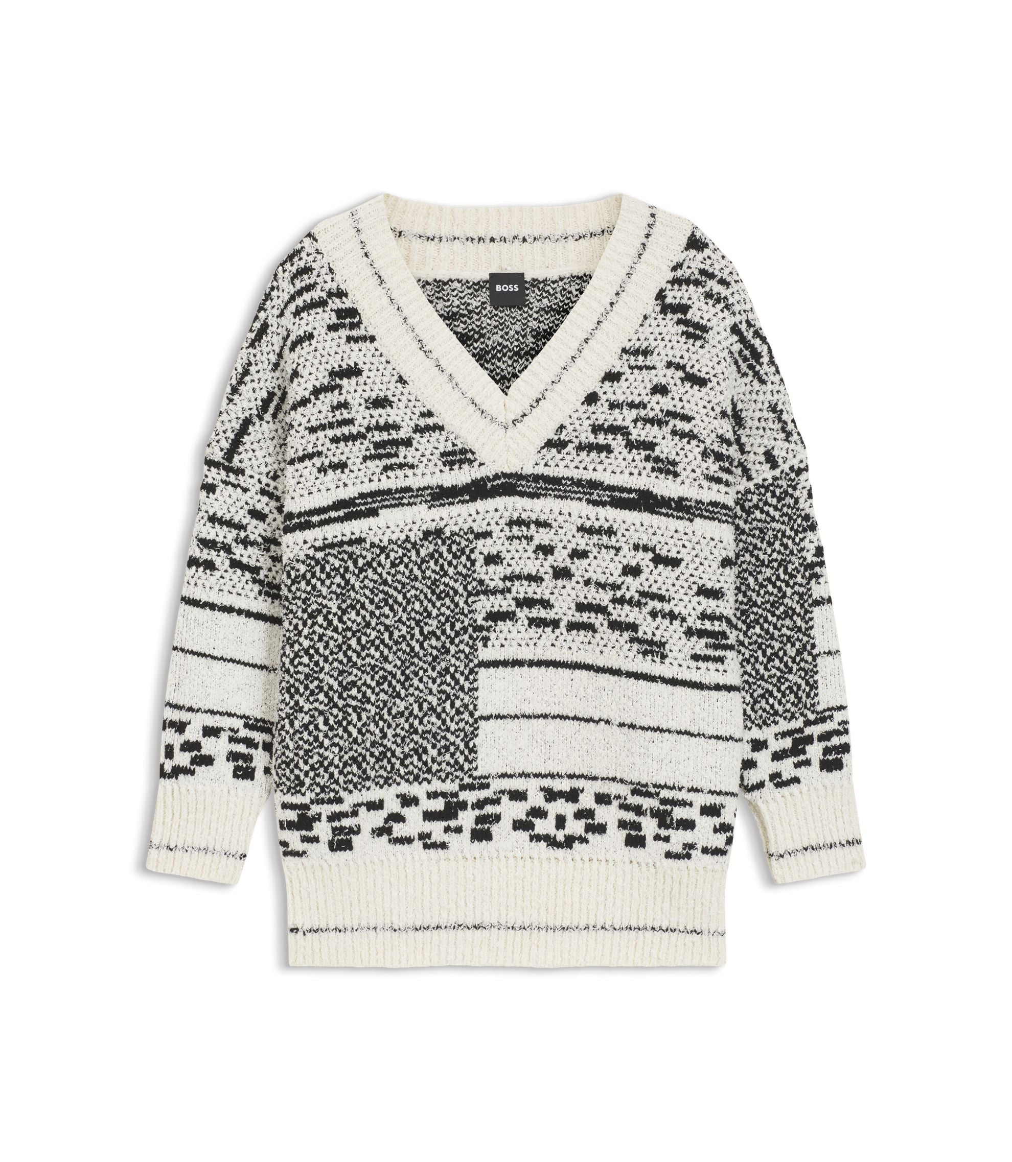 Boss Jacquard Pattern Sweater In A Cotton Blend Patterned Women's