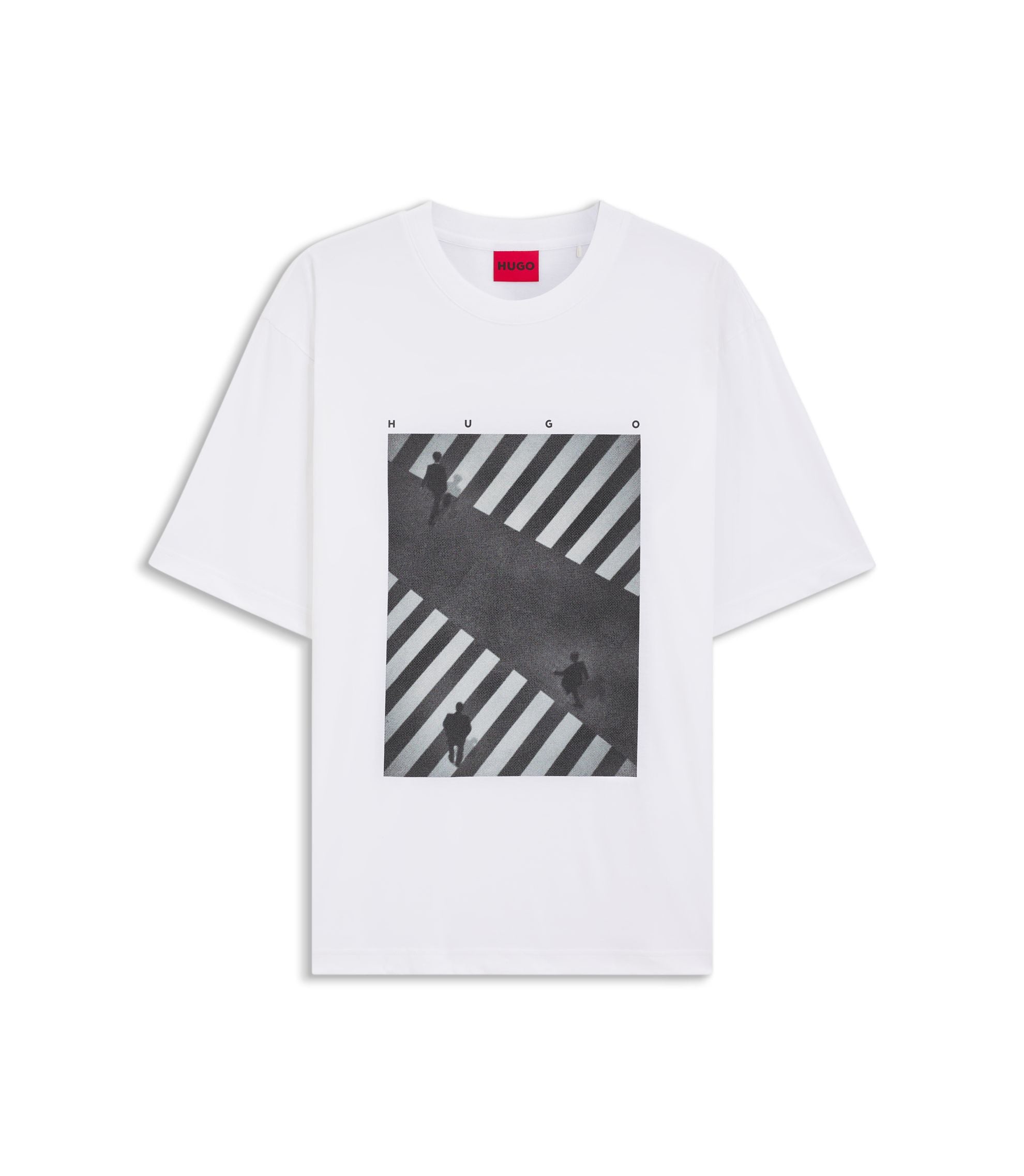 Hugo Printed Artwork T Shirt In Cotton Jersey White