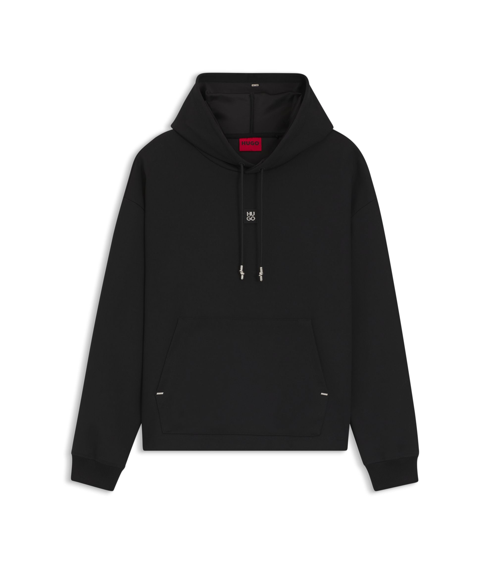 Hugo Stacked Logo Hoodie In A Relaxed Fit Black