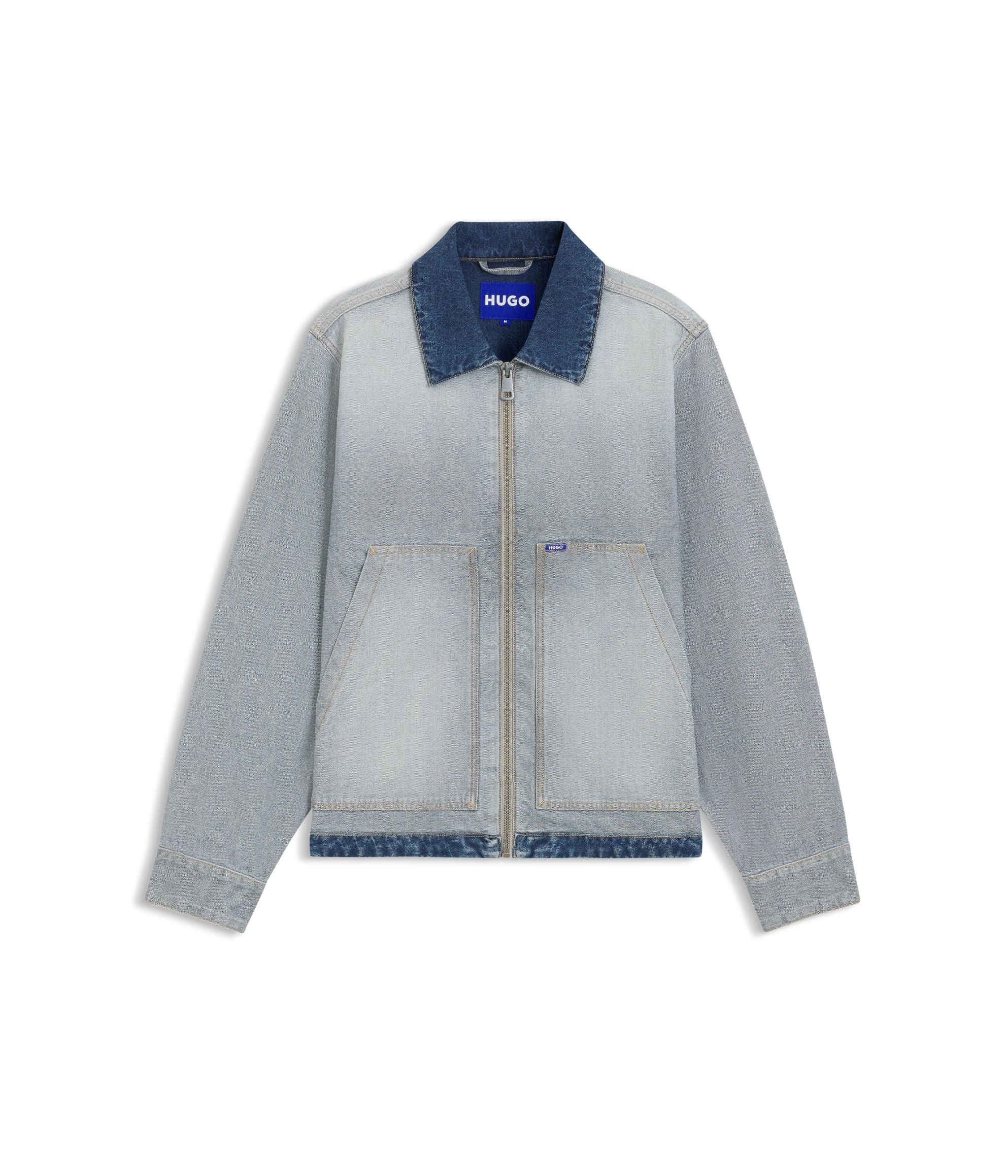 Hugo Denim Jacket With Inside Out Styling Light Blue