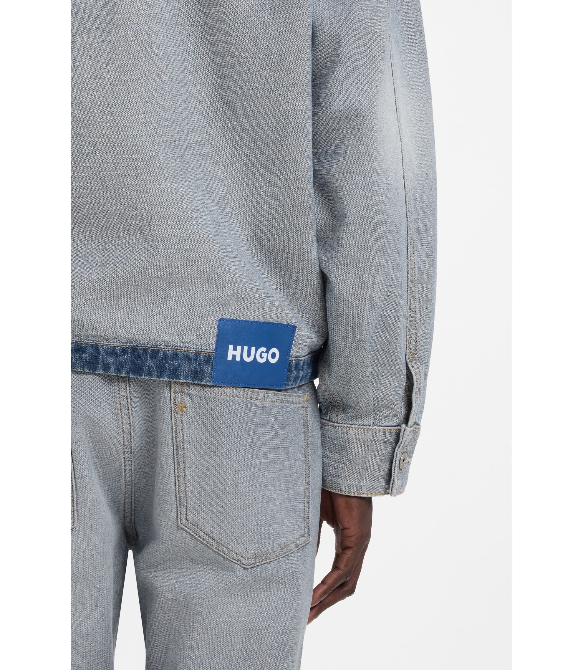 Hugo Denim Jacket With Inside Out Styling Light Blue