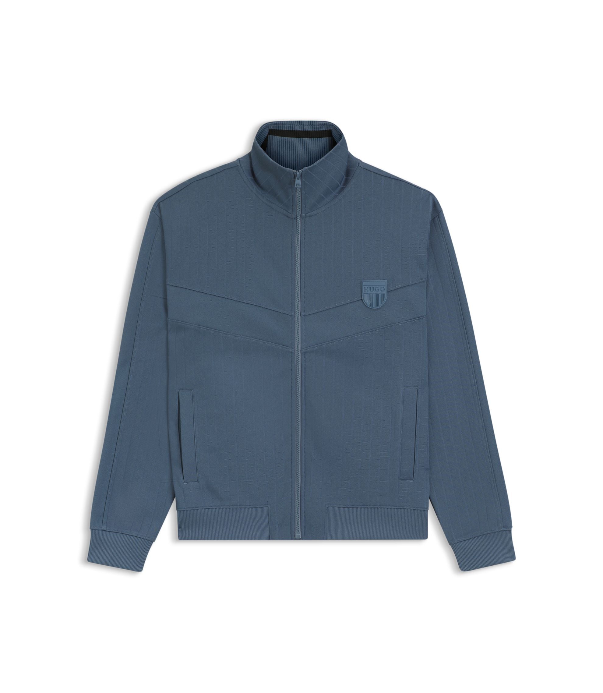 Hugo Cotton Blend Sweatshirt With Drop Needle Stripe Light Blue